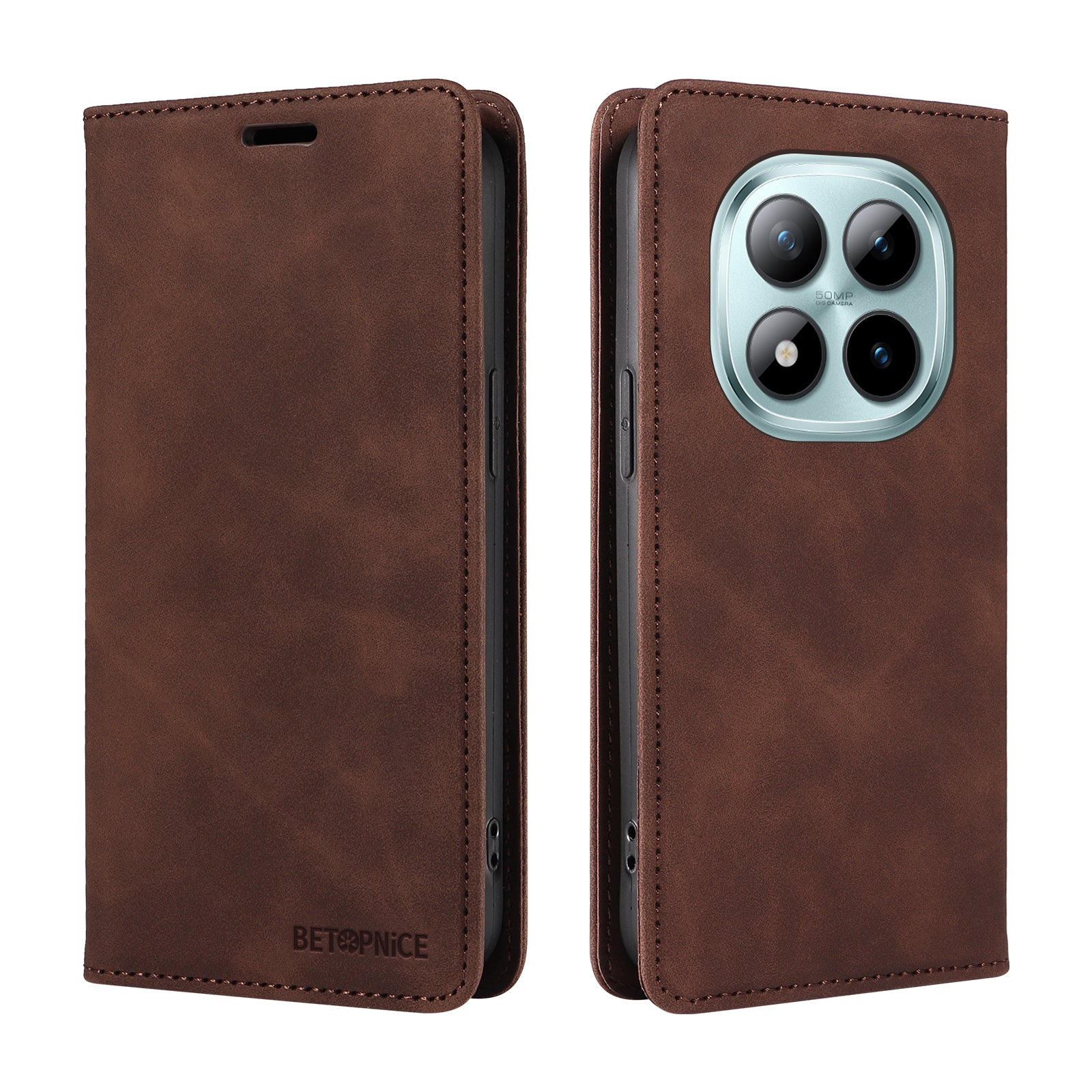 For Xiaomi Poco M8 Pro 5G / Redmi Note 15 Pro+ 5G (Global) Case BETOPNICE Magnetic Closure RFID Blocking Wallet Stand Leather Phone Cover - Brown