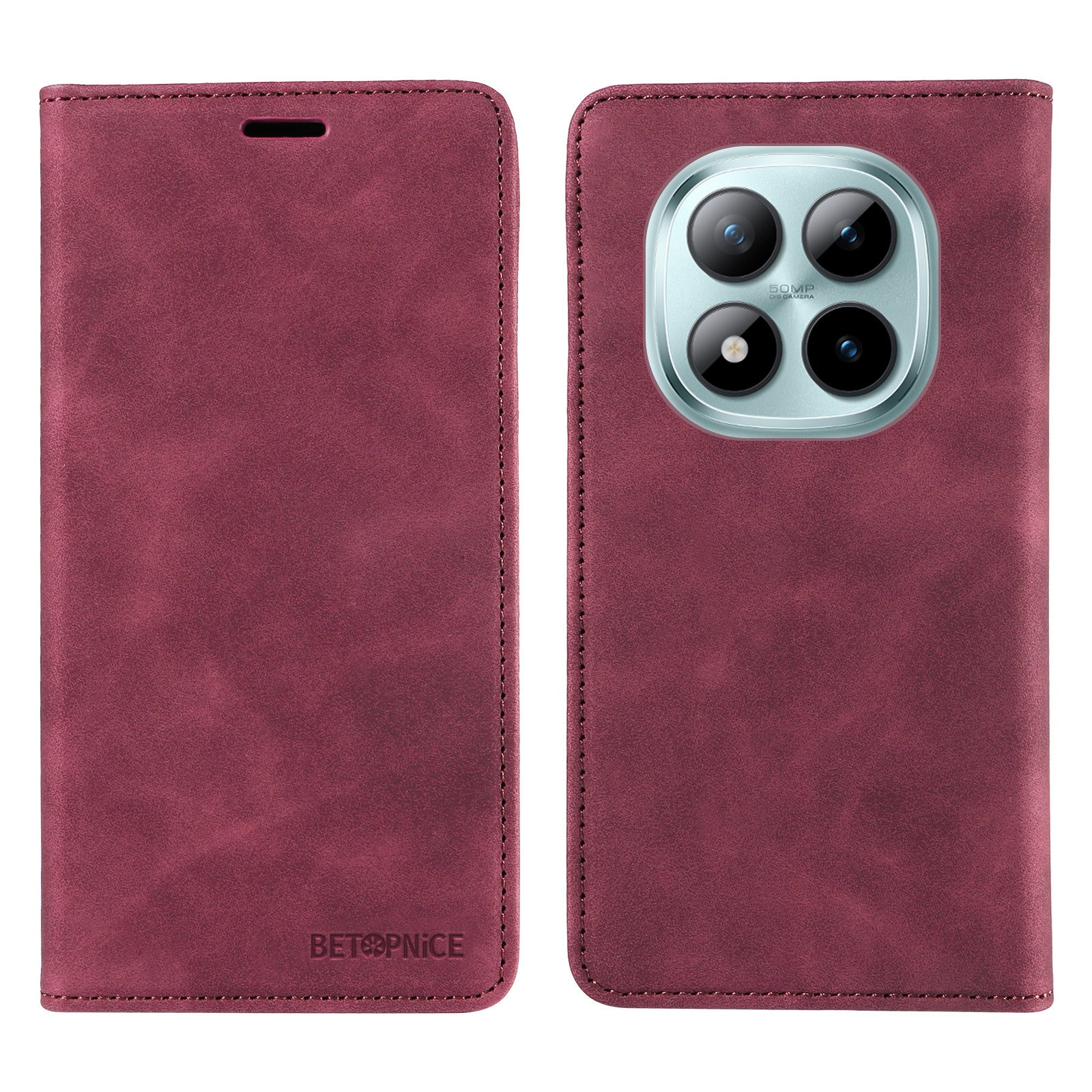 For Xiaomi Poco M8 Pro 5G / Redmi Note 15 Pro+ 5G (Global) Case BETOPNICE Magnetic Closure RFID Blocking Wallet Stand Leather Phone Cover - Red