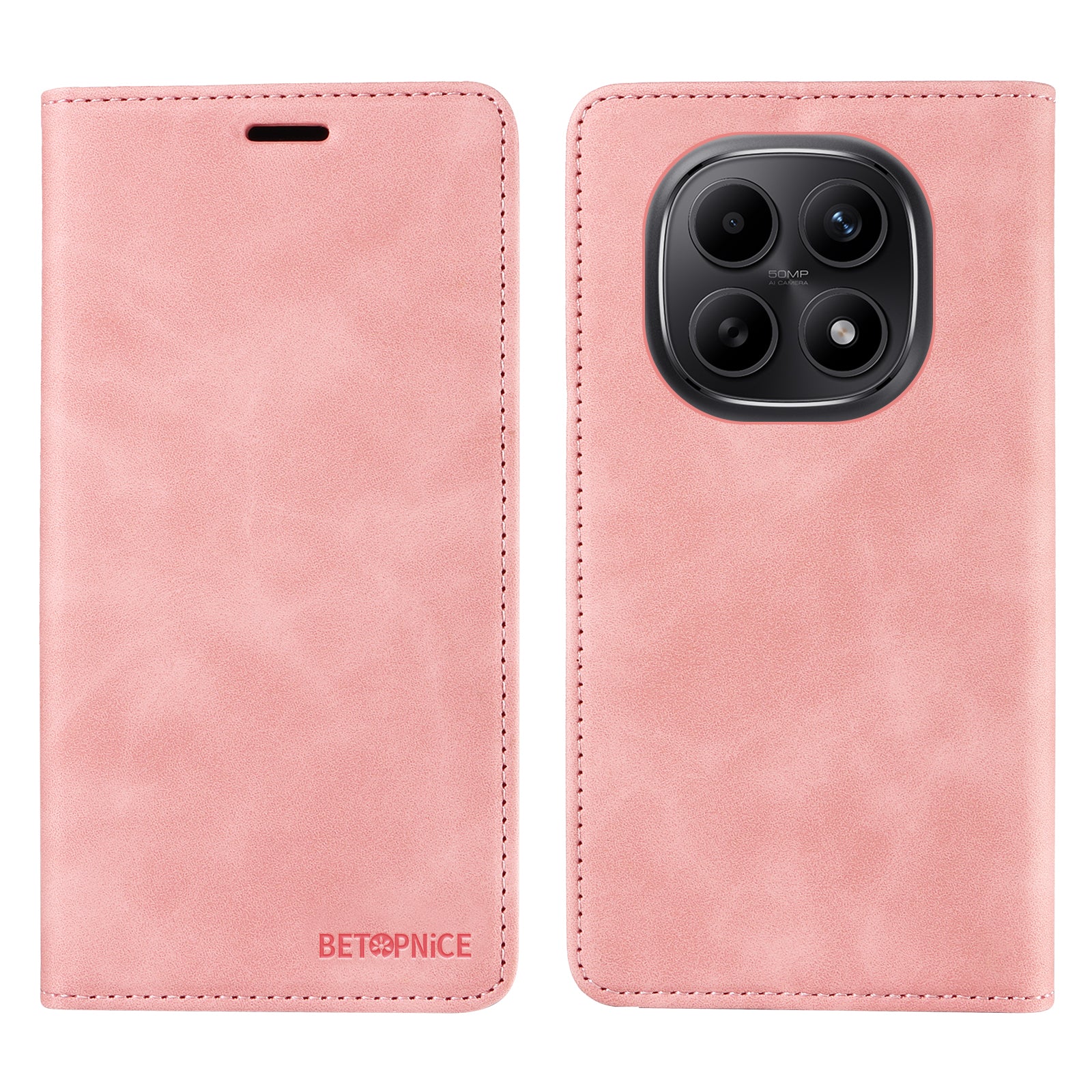 For Xiaomi Poco M8 5G / Redmi Note 15 5G (Global) / 15 4G (Global) Case BETOPNICE Magnetic Closure RFID Blocking Wallet Stand Leather Phone Cover - Pink