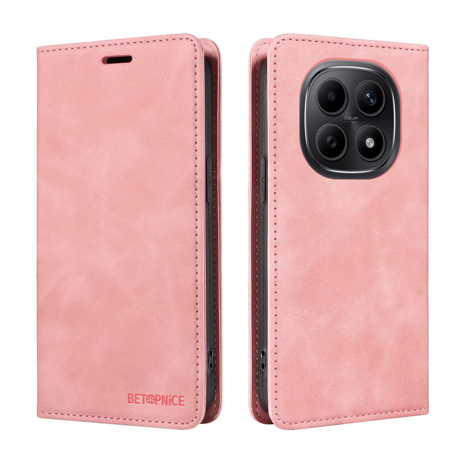 For Xiaomi Poco M8 5G / Redmi Note 15 5G (Global) / 15 4G (Global) Case BETOPNICE Magnetic Closure RFID Blocking Wallet Stand Leather Phone Cover - Pink