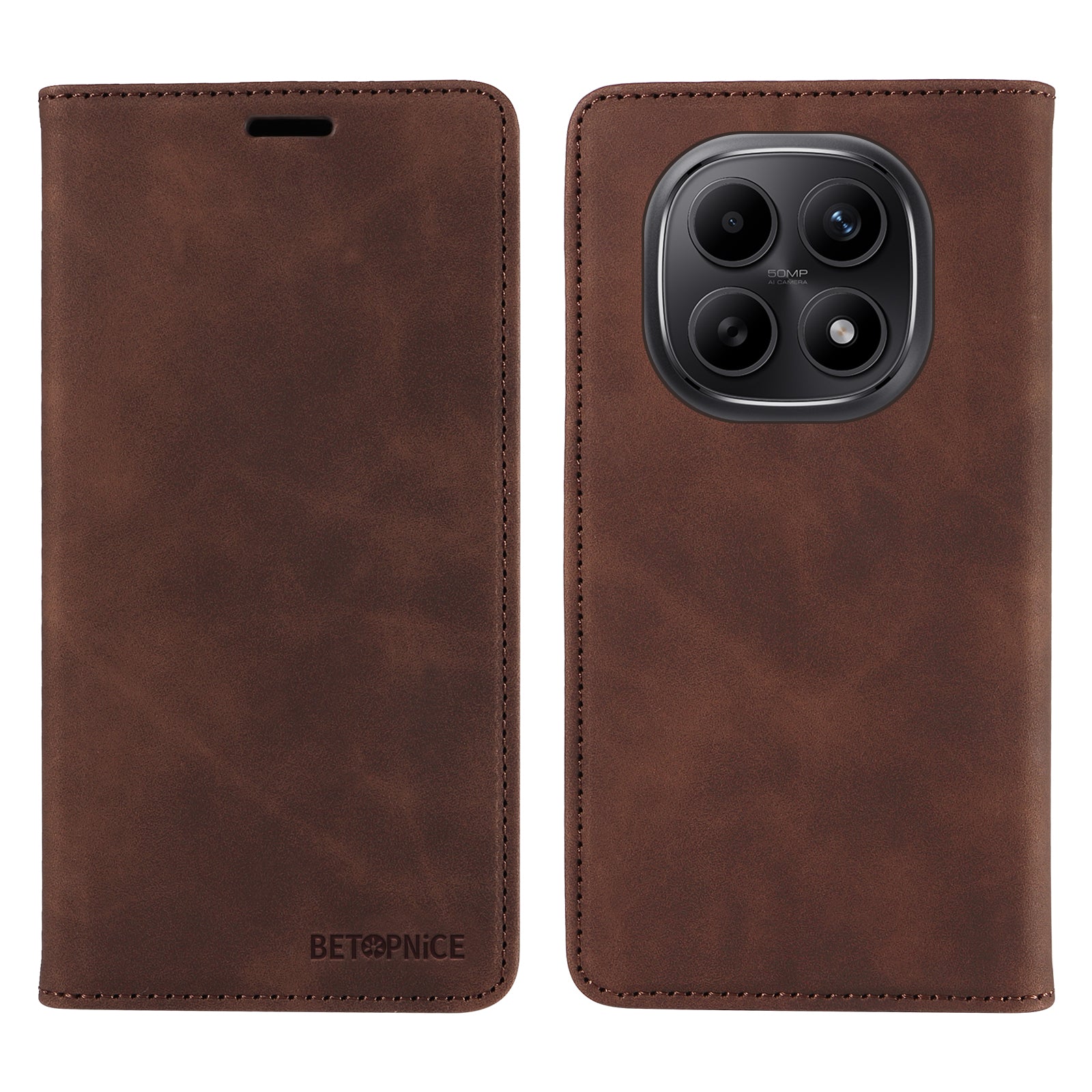 For Xiaomi Poco M8 5G / Redmi Note 15 5G (Global) / 15 4G (Global) Case BETOPNICE Magnetic Closure RFID Blocking Wallet Stand Leather Phone Cover - Brown