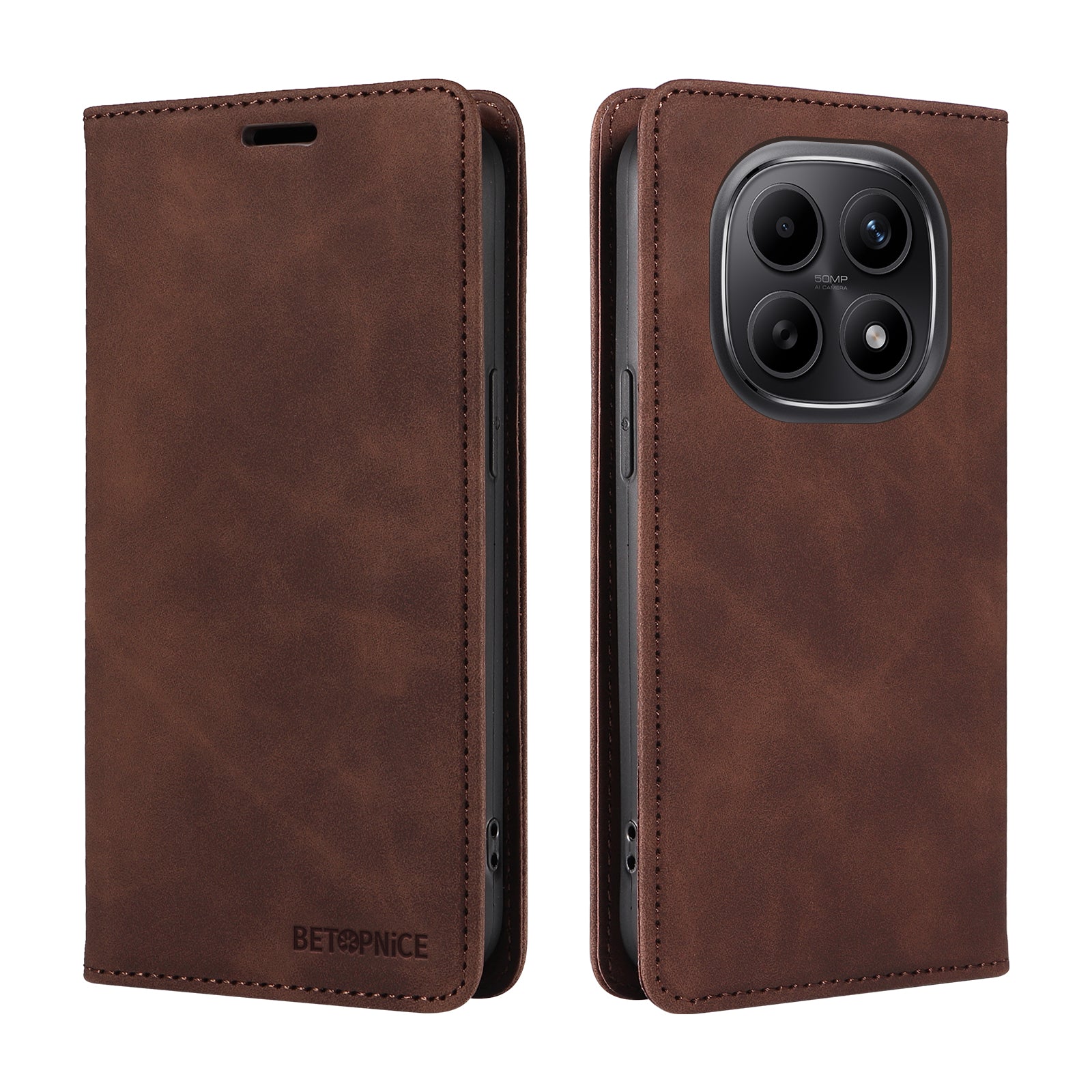 For Xiaomi Poco M8 5G / Redmi Note 15 5G (Global) / 15 4G (Global) Case BETOPNICE Magnetic Closure RFID Blocking Wallet Stand Leather Phone Cover - Brown