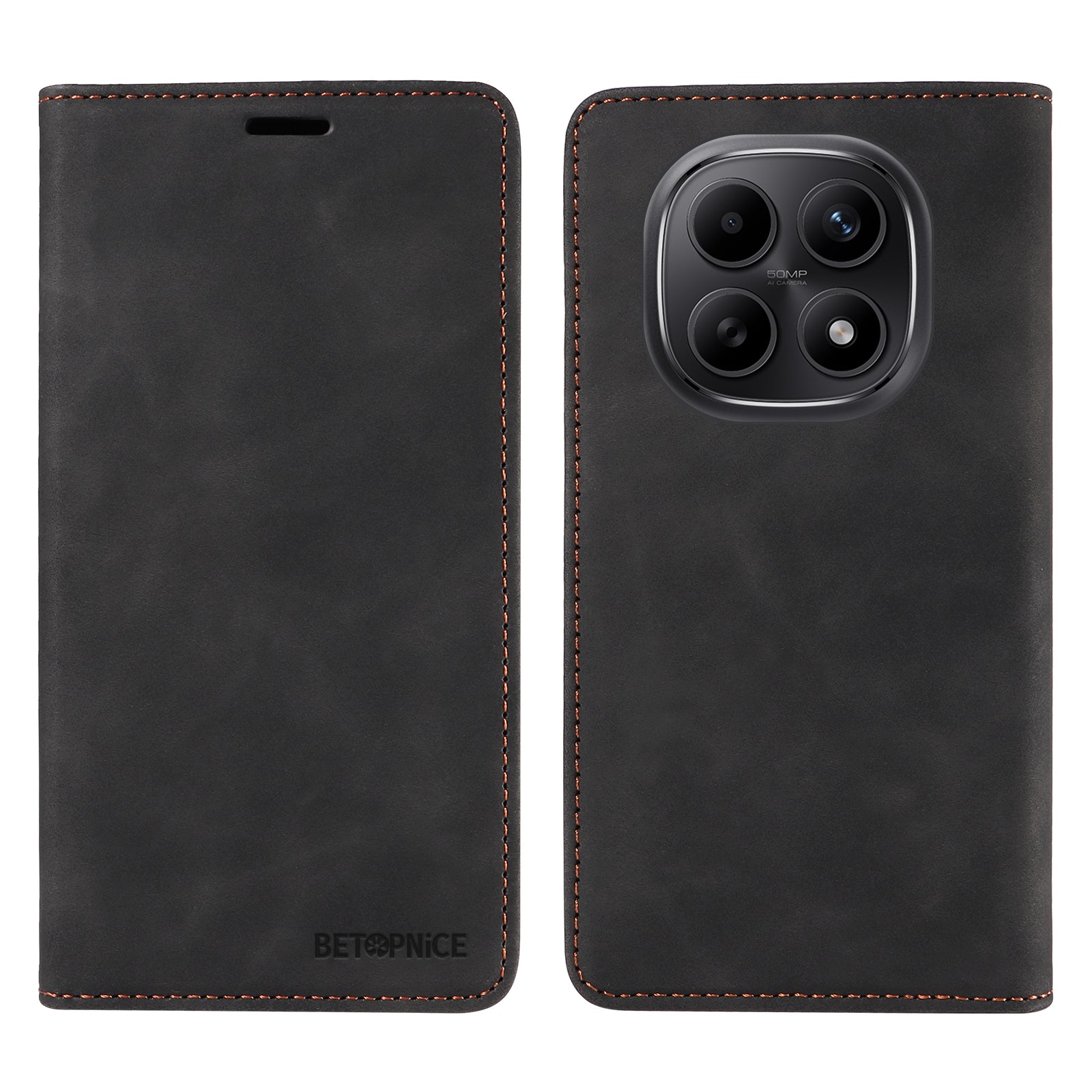 For Xiaomi Poco M8 5G / Redmi Note 15 5G (Global) / 15 4G (Global) Case BETOPNICE Magnetic Closure RFID Blocking Wallet Stand Leather Phone Cover - Black