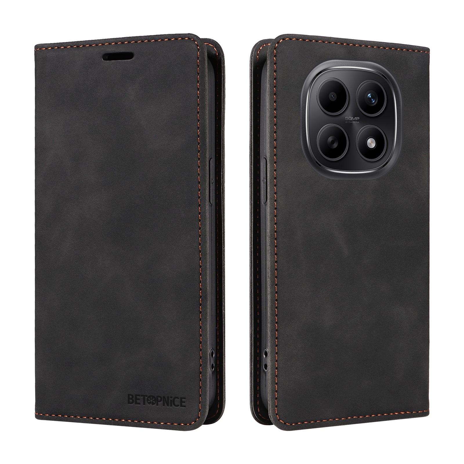 For Xiaomi Poco M8 5G / Redmi Note 15 5G (Global) / 15 4G (Global) Case BETOPNICE Magnetic Closure RFID Blocking Wallet Stand Leather Phone Cover - Black