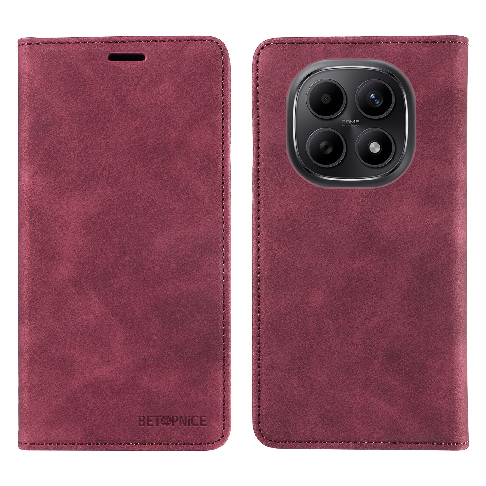 For Xiaomi Poco M8 5G / Redmi Note 15 5G (Global) / 15 4G (Global) Case BETOPNICE Magnetic Closure RFID Blocking Wallet Stand Leather Phone Cover - Red