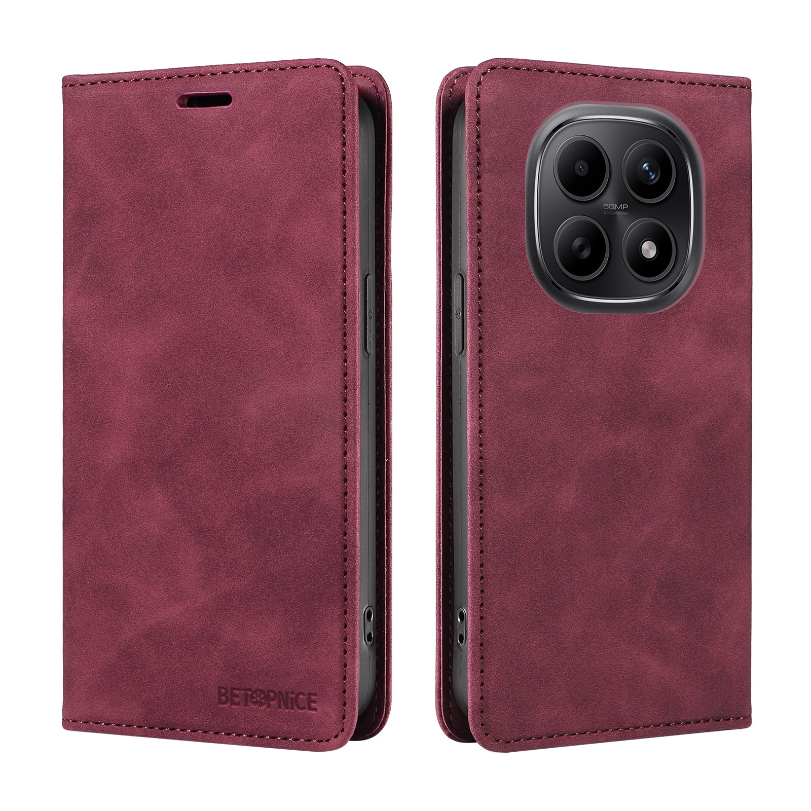 For Xiaomi Poco M8 5G / Redmi Note 15 5G (Global) / 15 4G (Global) Case BETOPNICE Magnetic Closure RFID Blocking Wallet Stand Leather Phone Cover - Red