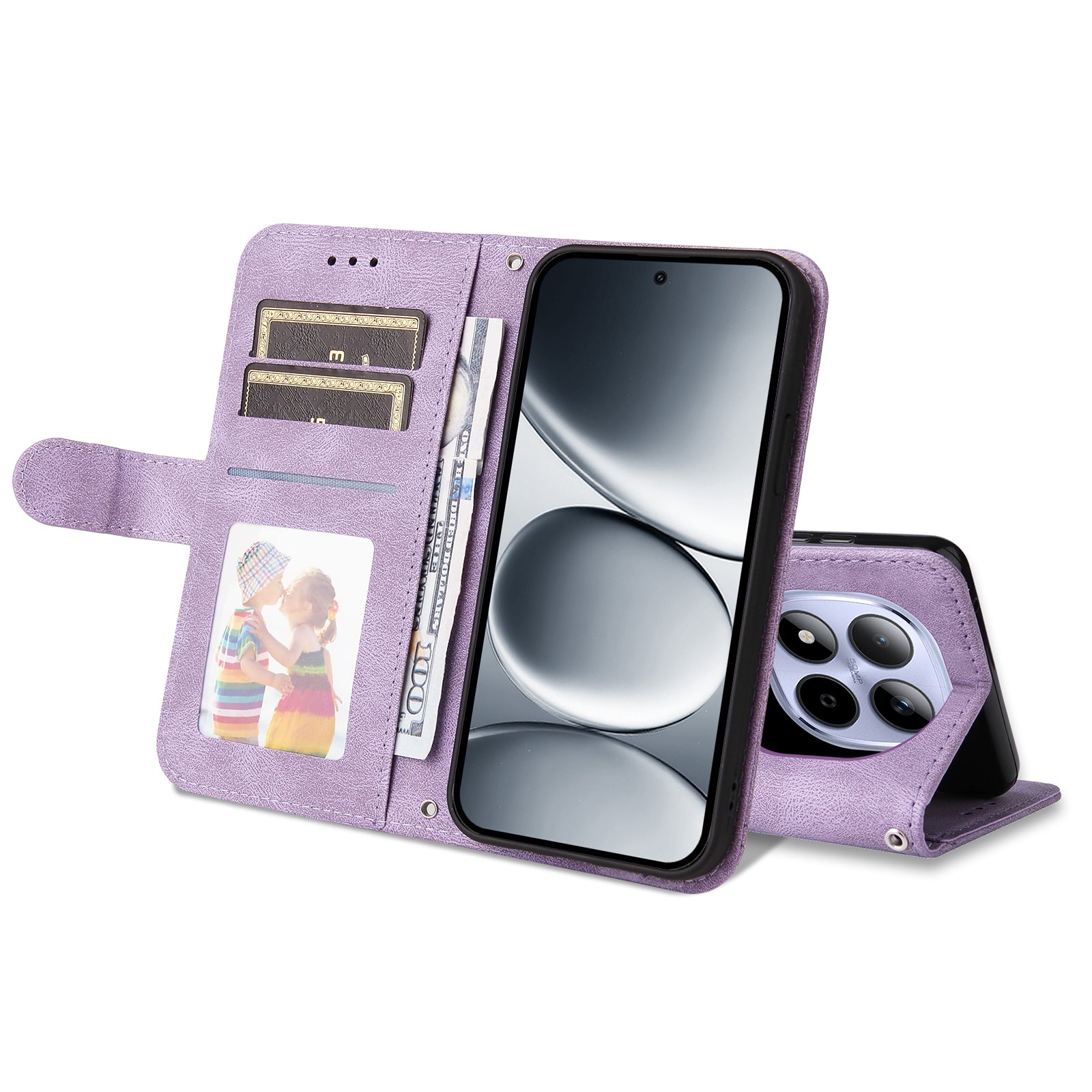 For Xiaomi Redmi Note 15 Pro 4G (Global) Leather Wallet Cases Skin Touch Phone Cover Stand with Strap - Purple