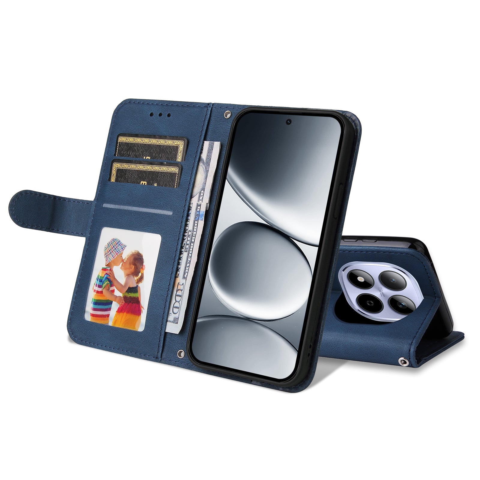 For Xiaomi Redmi Note 15 Pro 4G (Global) Leather Wallet Cases Skin Touch Phone Cover Stand with Strap - Blue