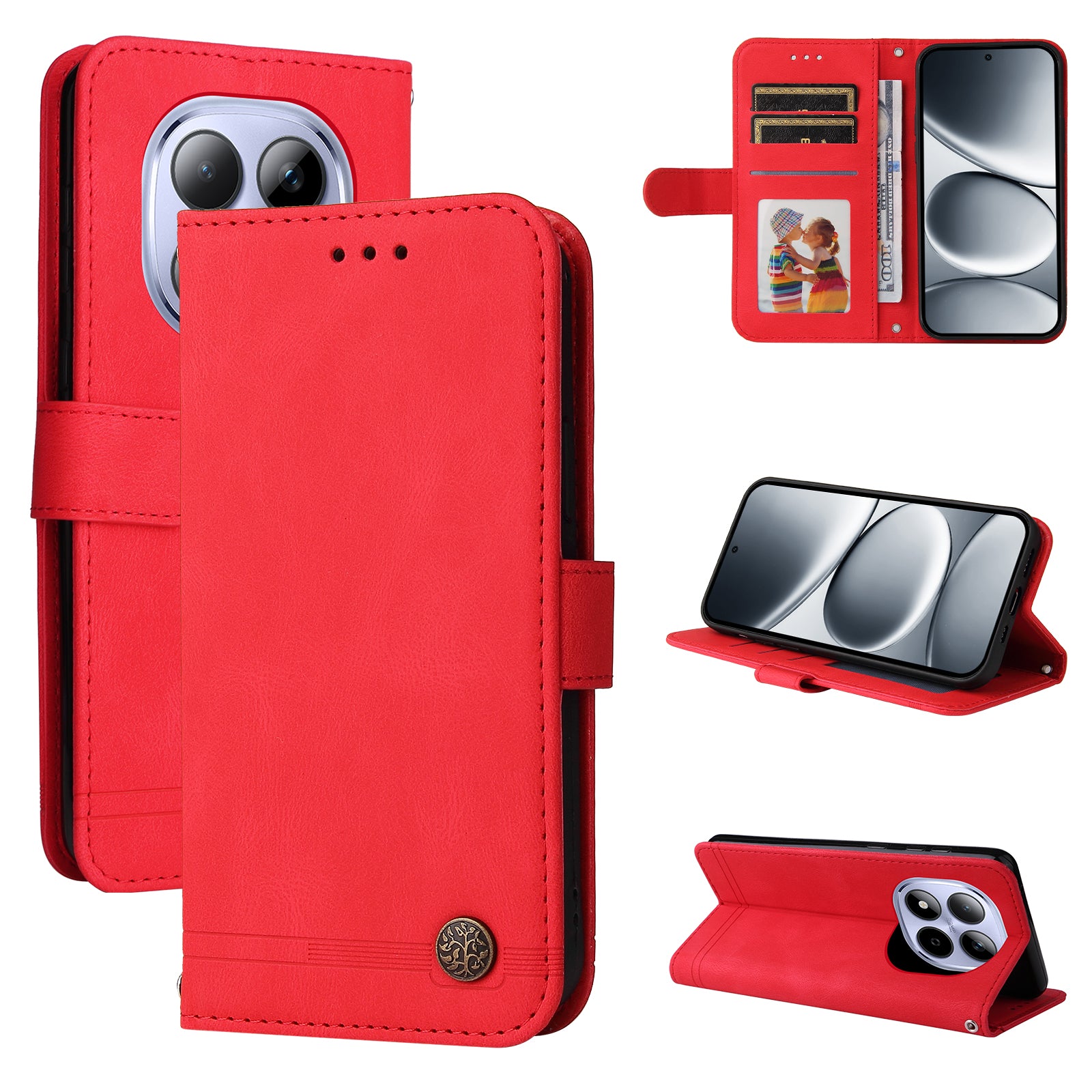 For Xiaomi Redmi Note 15 Pro 4G (Global) Leather Wallet Cases Skin Touch Phone Cover Stand with Strap - Red