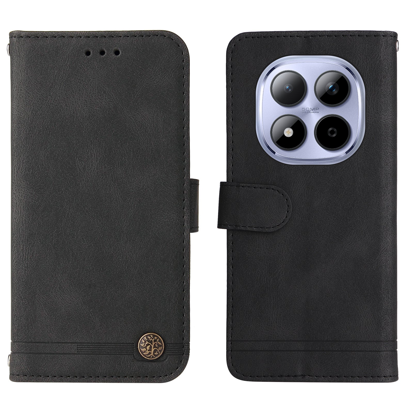 For Xiaomi Redmi Note 15 Pro 4G (Global) Leather Wallet Cases Skin Touch Phone Cover Stand with Strap - Black