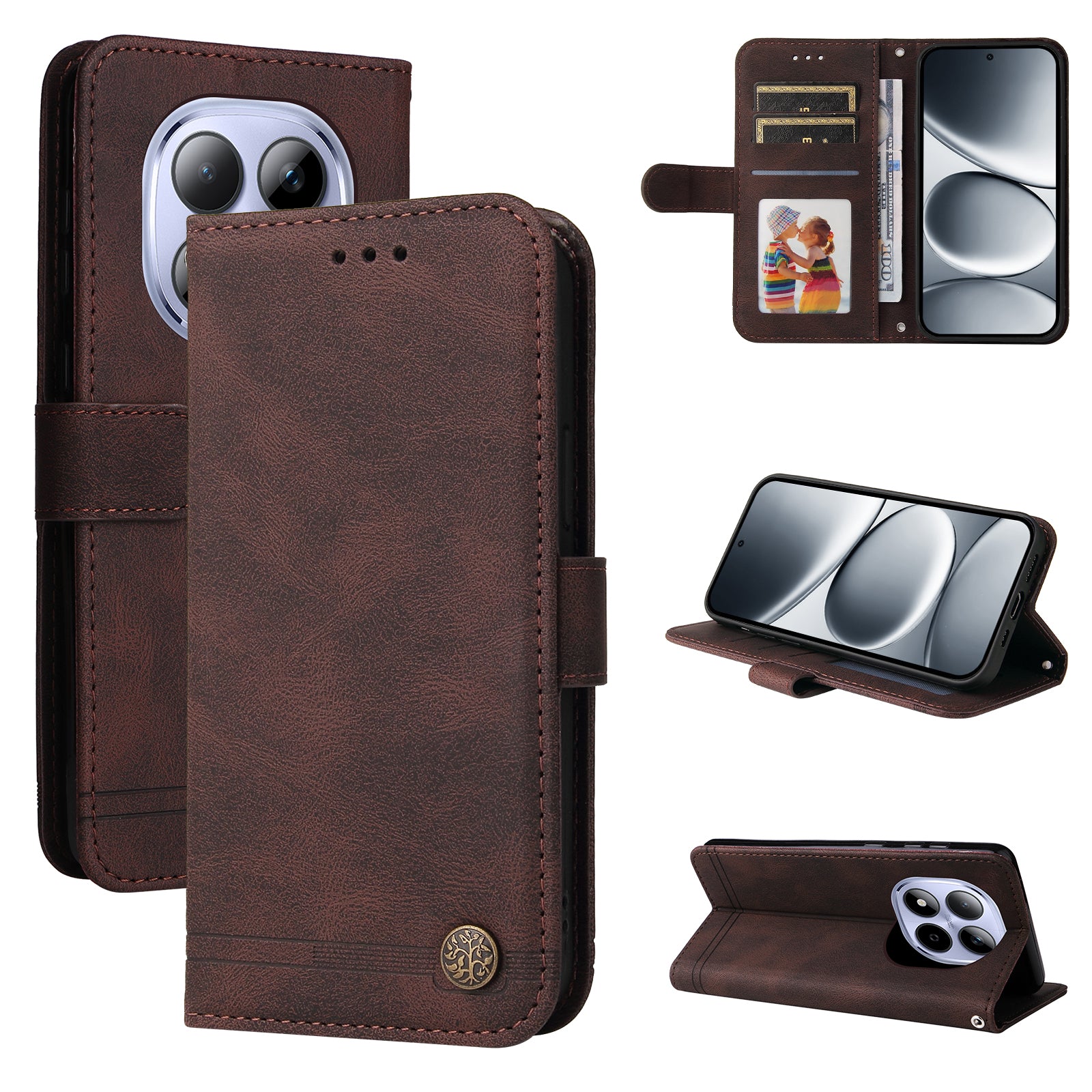 For Xiaomi Redmi Note 15 Pro 4G (Global) Leather Wallet Cases Skin Touch Phone Cover Stand with Strap - Brown