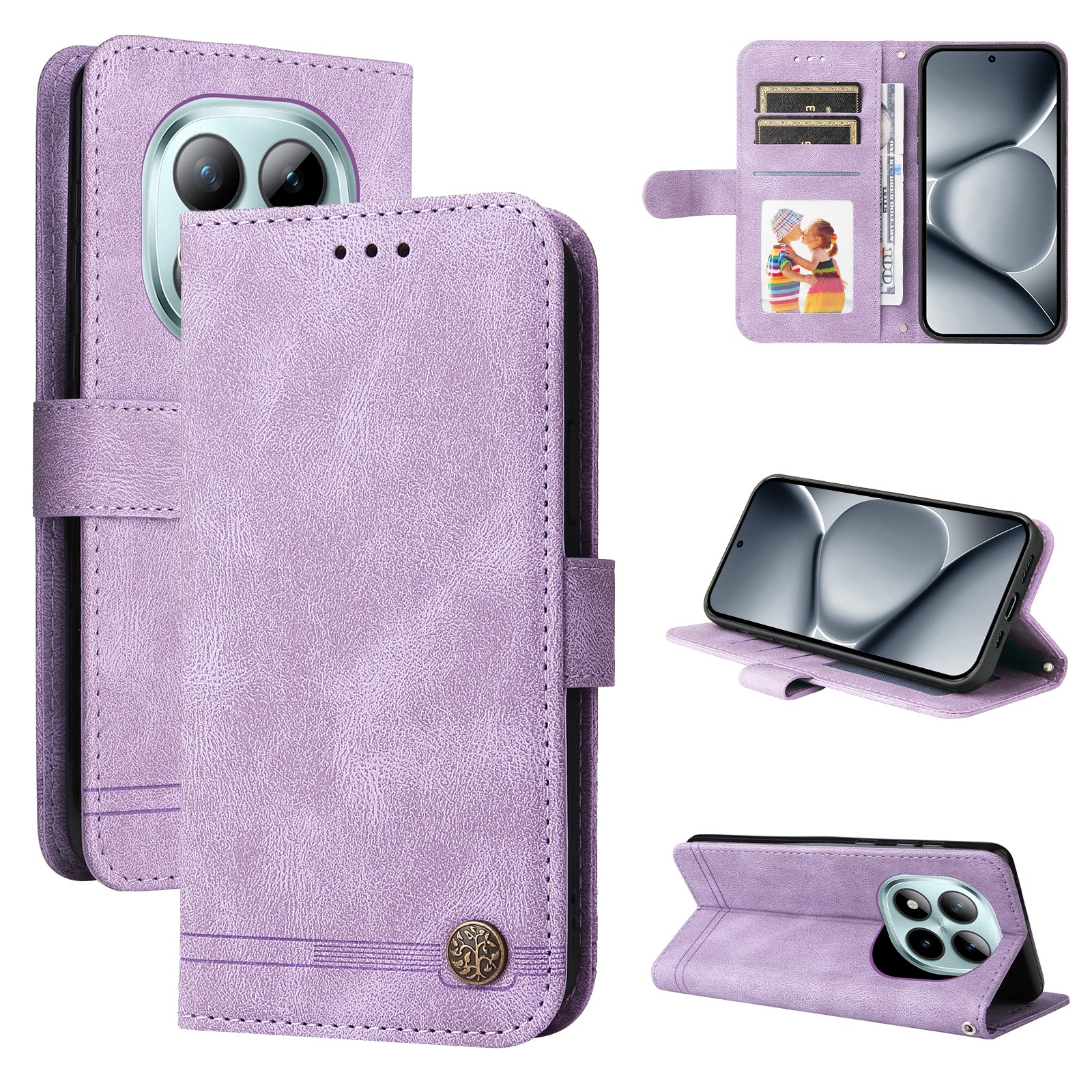 For Xiaomi Poco M8 Pro 5G / Redmi Note 15 Pro+ 5G (Global) Leather Wallet Cases Skin Touch Phone Cover Stand with Strap - Purple