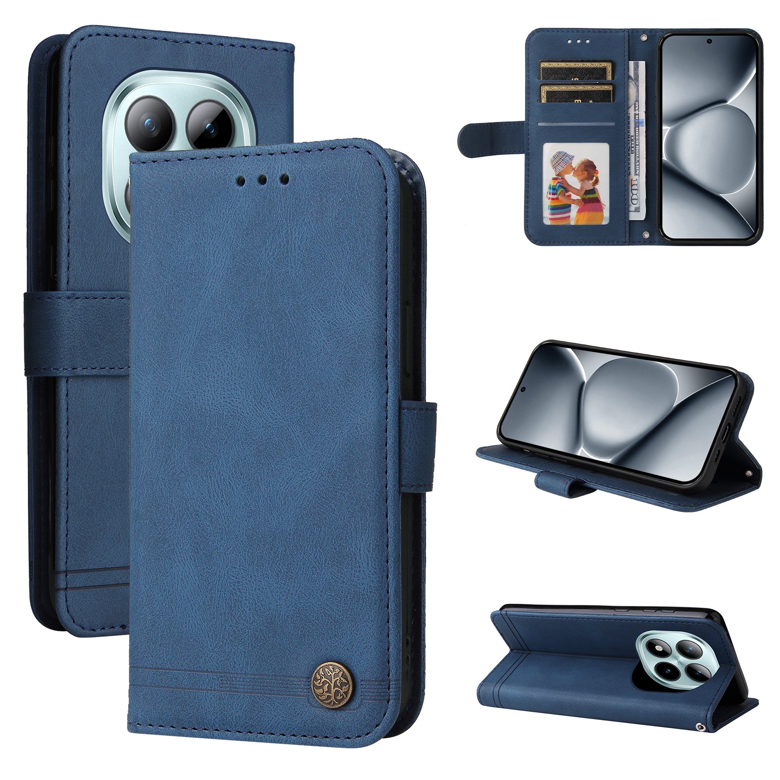 For Xiaomi Poco M8 Pro 5G / Redmi Note 15 Pro+ 5G (Global) Leather Wallet Cases Skin Touch Phone Cover Stand with Strap - Blue
