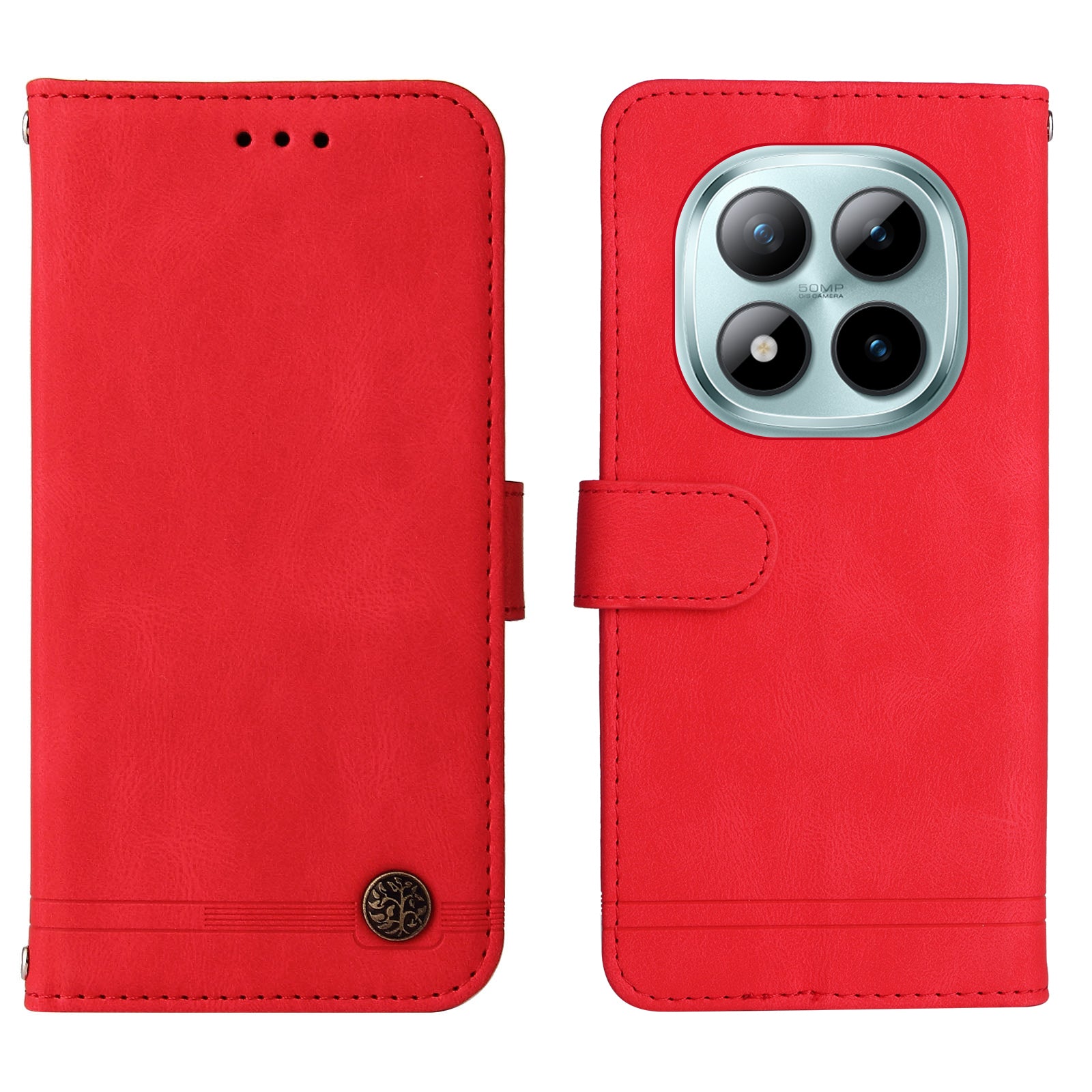 For Xiaomi Poco M8 Pro 5G / Redmi Note 15 Pro+ 5G (Global) Leather Wallet Cases Skin Touch Phone Cover Stand with Strap - Red