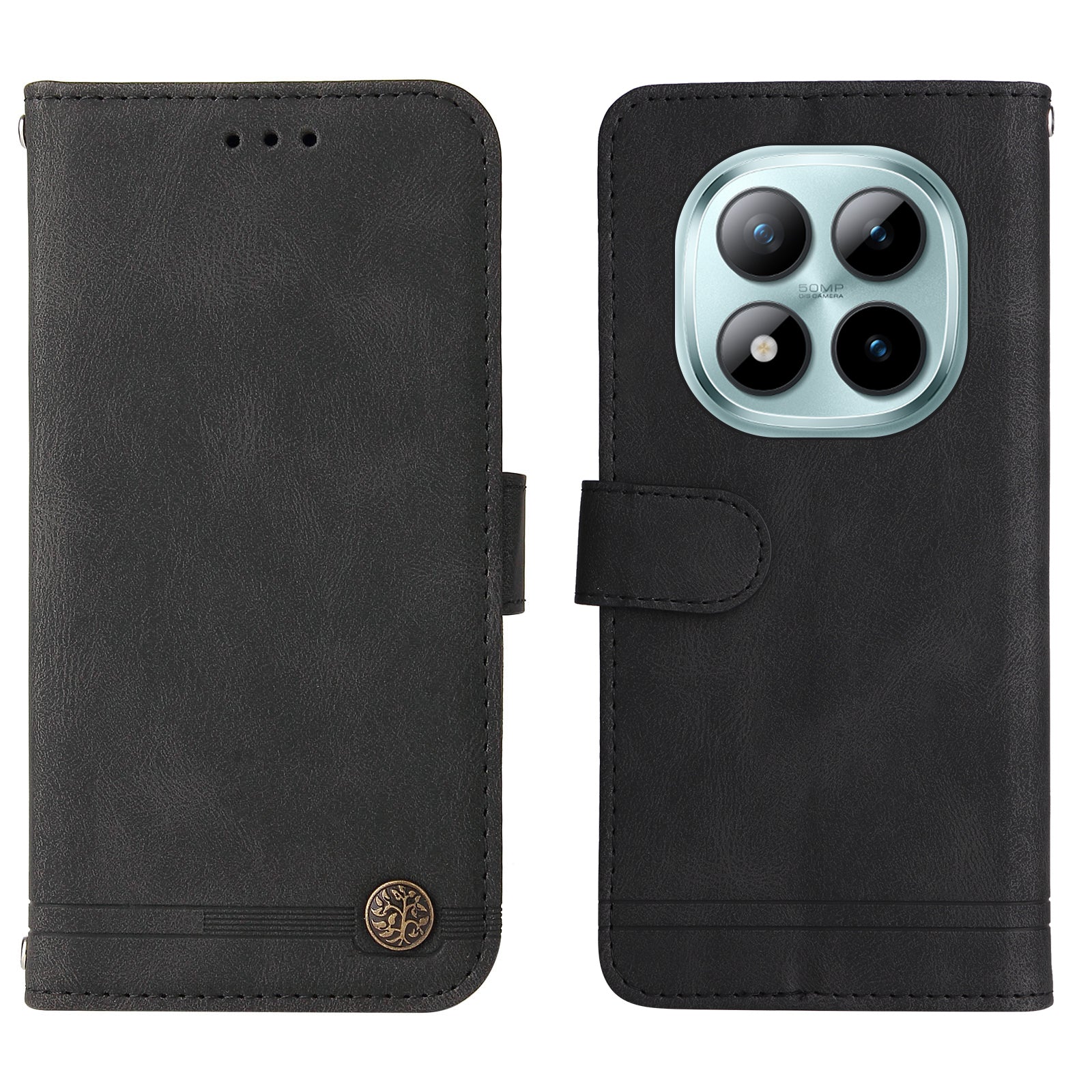 For Xiaomi Poco M8 Pro 5G / Redmi Note 15 Pro+ 5G (Global) Leather Wallet Cases Skin Touch Phone Cover Stand with Strap - Black