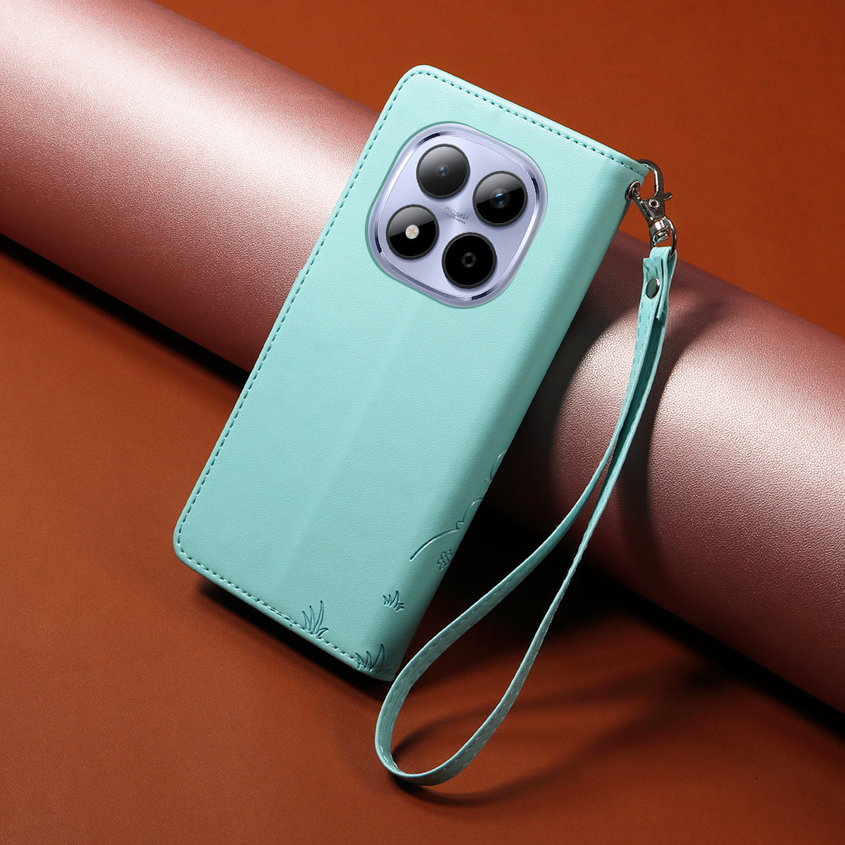 For Xiaomi Redmi Note 15 Pro 4G (Global) Case RFID Blocking Imprinted Dog Pattern PU Leather Phone Cover with Wrist Strap - Green