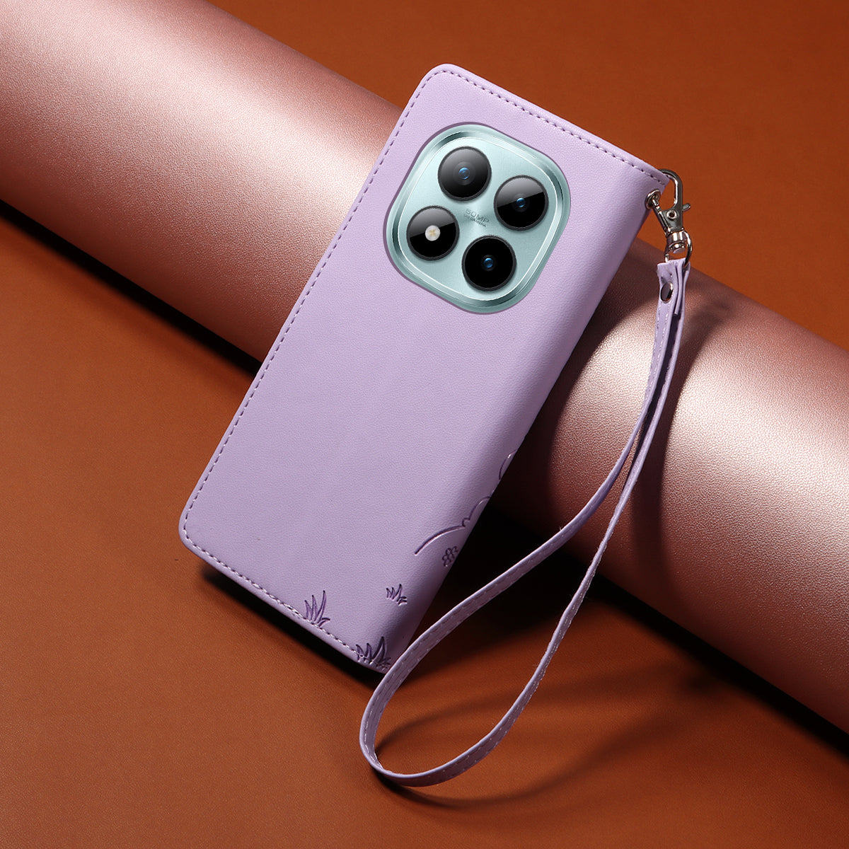 For Xiaomi Poco M8 Pro 5G / Redmi Note 15 Pro+ 5G (Global) Case RFID Blocking Imprinted Dog Pattern PU Leather Phone Cover with Wrist Strap - Purple