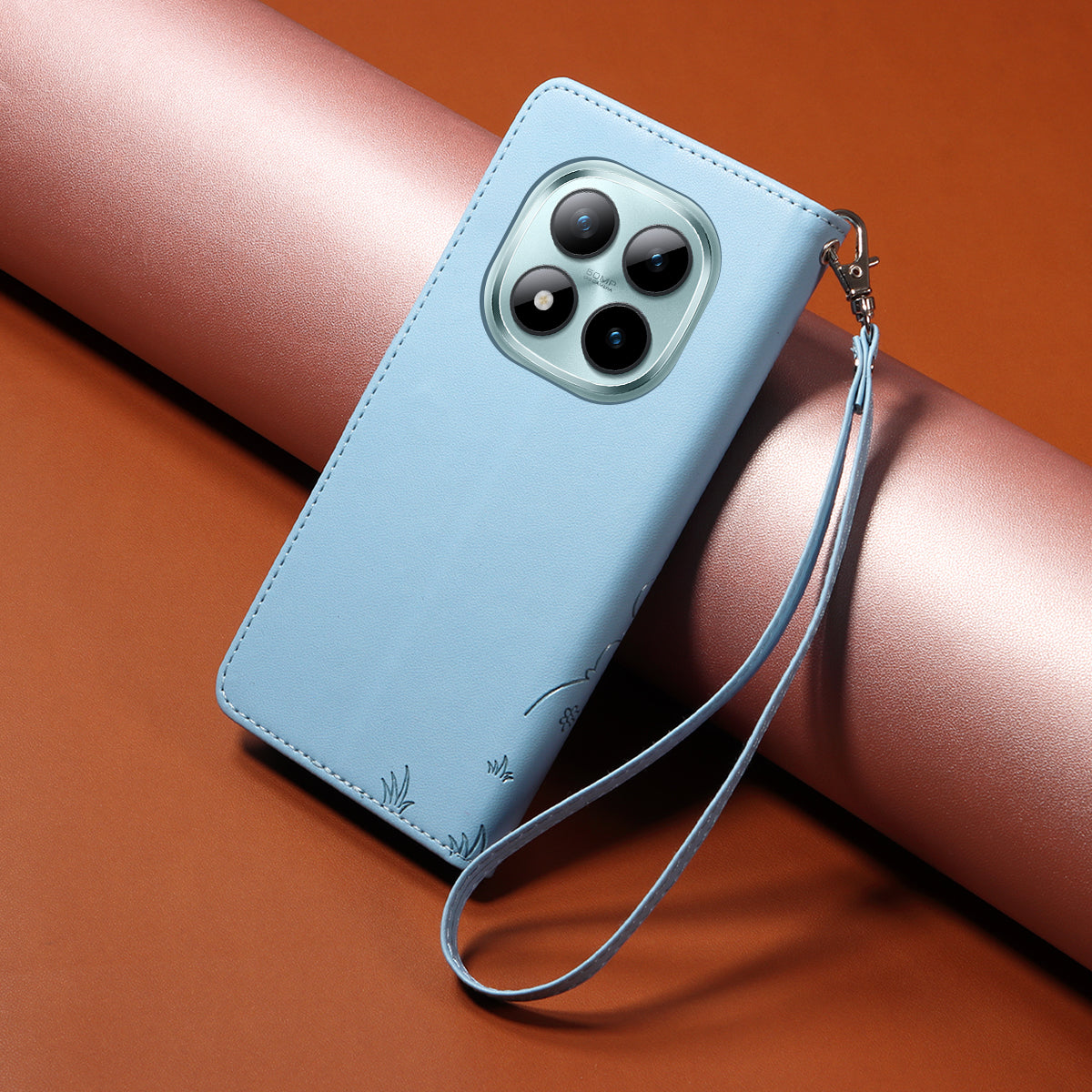 For Xiaomi Poco M8 Pro 5G / Redmi Note 15 Pro+ 5G (Global) Case RFID Blocking Imprinted Dog Pattern PU Leather Phone Cover with Wrist Strap - Blue