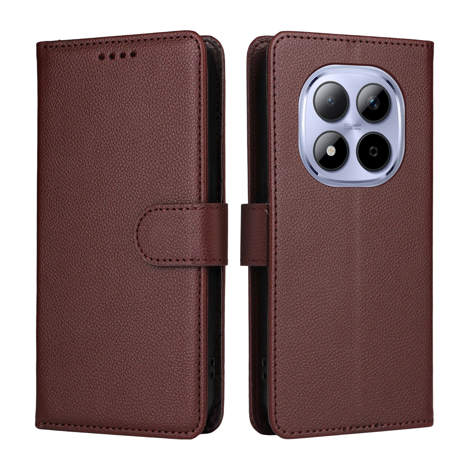 For Xiaomi Redmi Note 15 Pro 4G (Global) Case RFID Blocking 3 Card Slots PU Leather Phone Cover with Wrist Strap - Brown