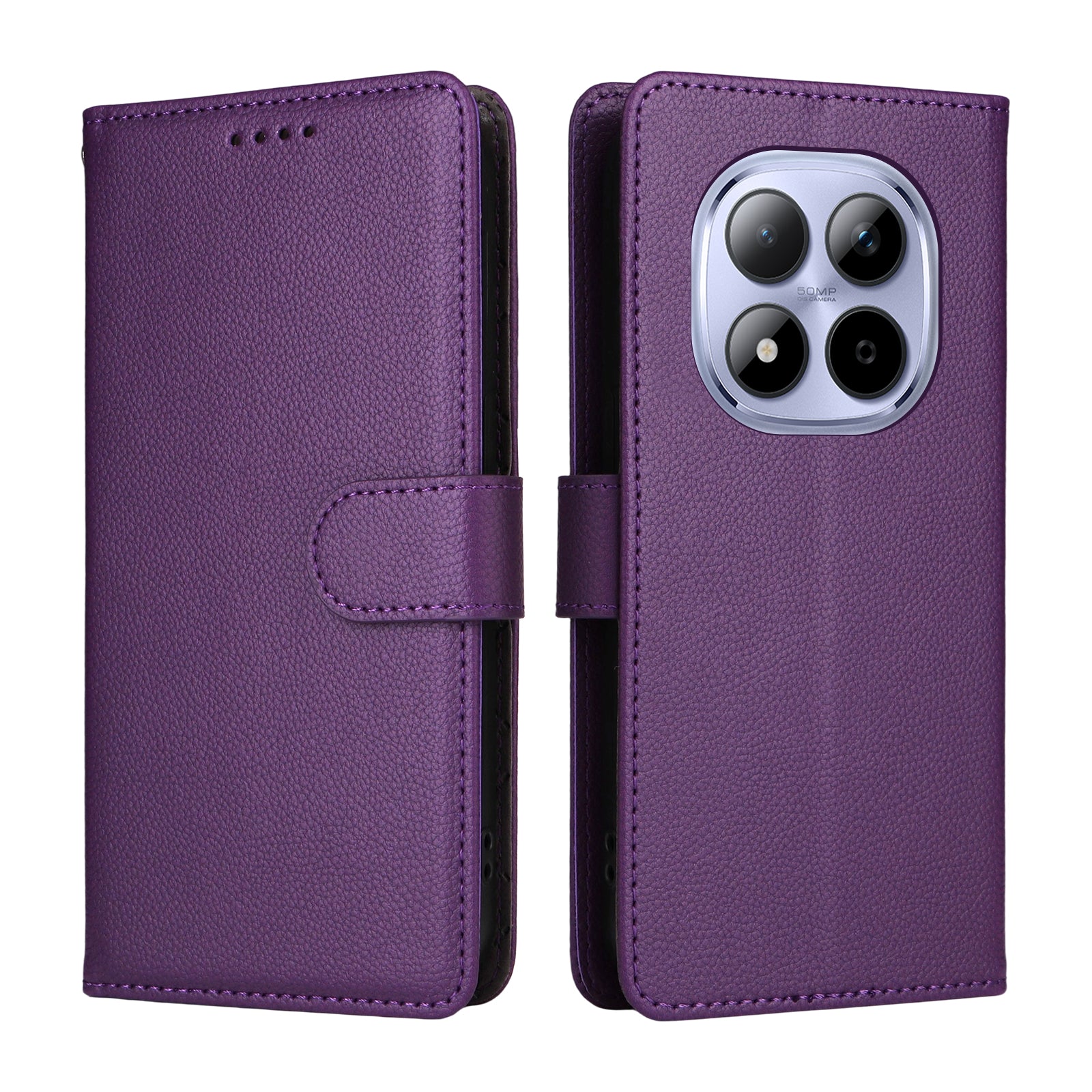 For Xiaomi Redmi Note 15 Pro 4G (Global) Case RFID Blocking 3 Card Slots PU Leather Phone Cover with Wrist Strap - Purple