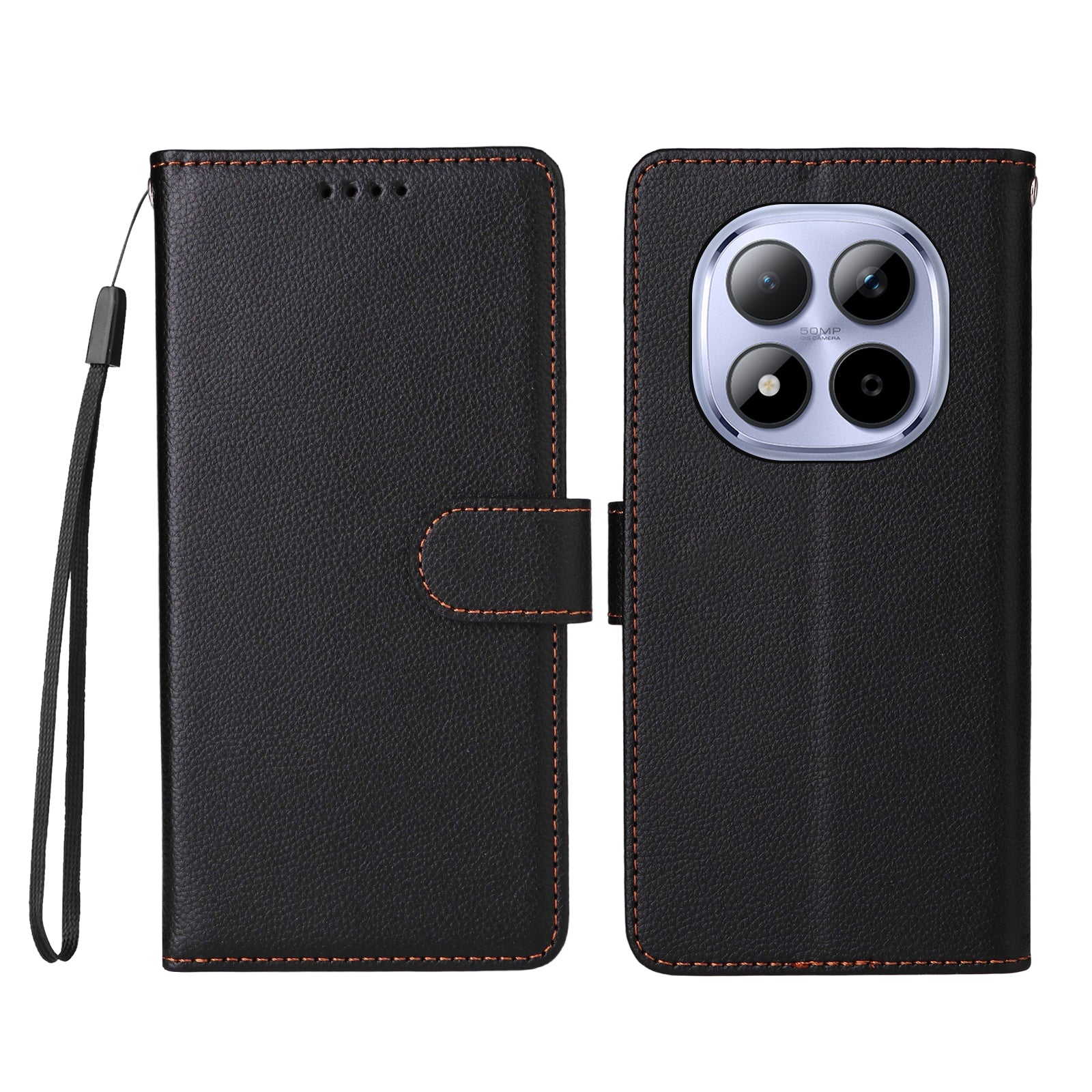 For Xiaomi Redmi Note 15 Pro 4G (Global) Case RFID Blocking 3 Card Slots PU Leather Phone Cover with Wrist Strap - Black