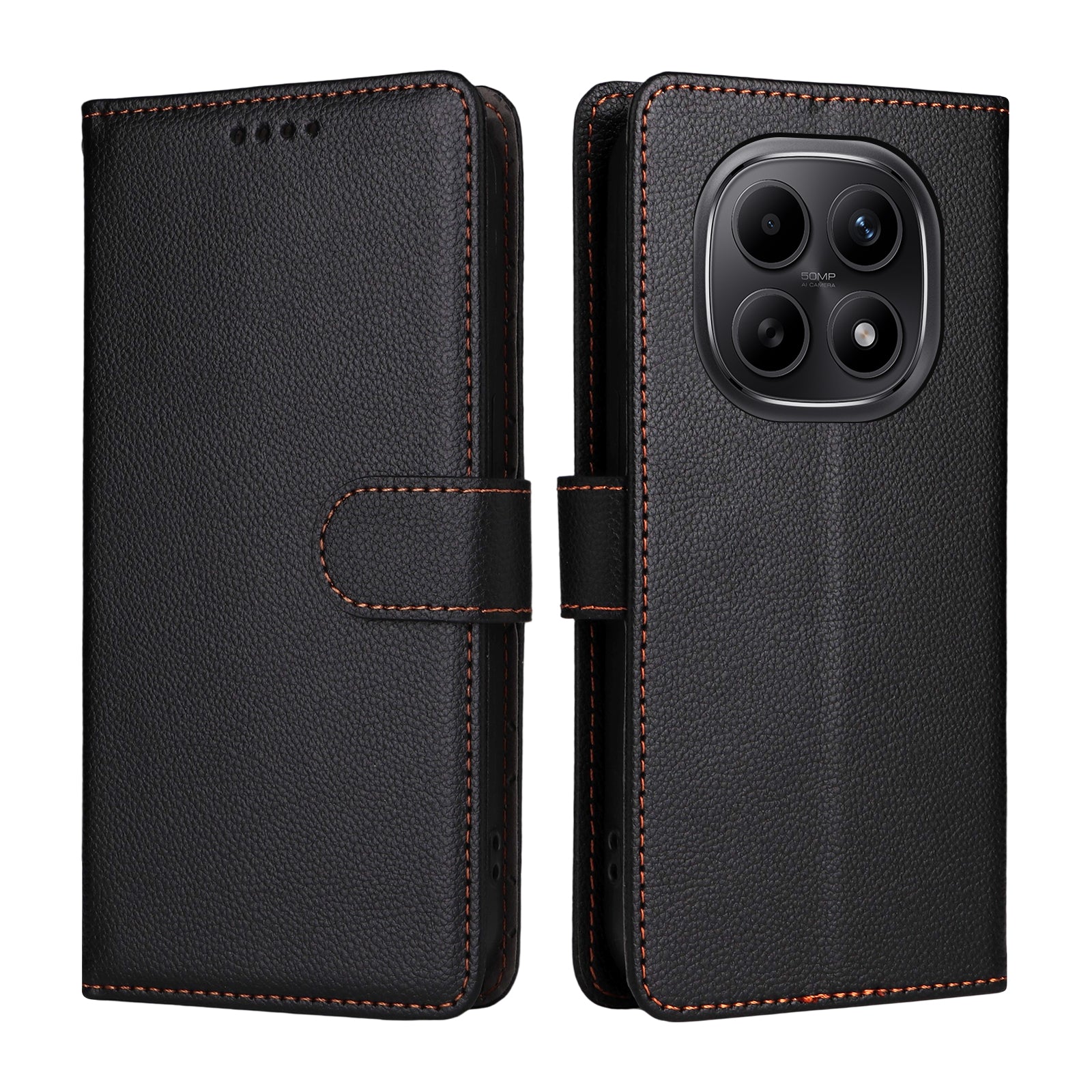 For Xiaomi Poco M8 5G / Redmi Note 15 5G (Global) Case RFID Blocking 3 Card Slots PU Leather Phone Cover with Wrist Strap - Black