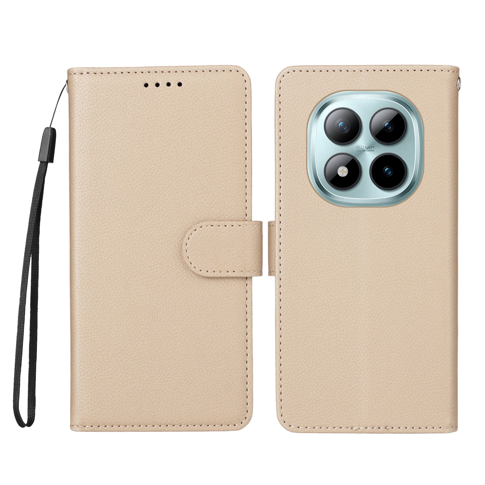For Xiaomi Poco M8 Pro 5G / Redmi Note 15 Pro+ 5G (Global) Case RFID Blocking 3 Card Slots PU Leather Phone Cover with Wrist Strap - Creamy White