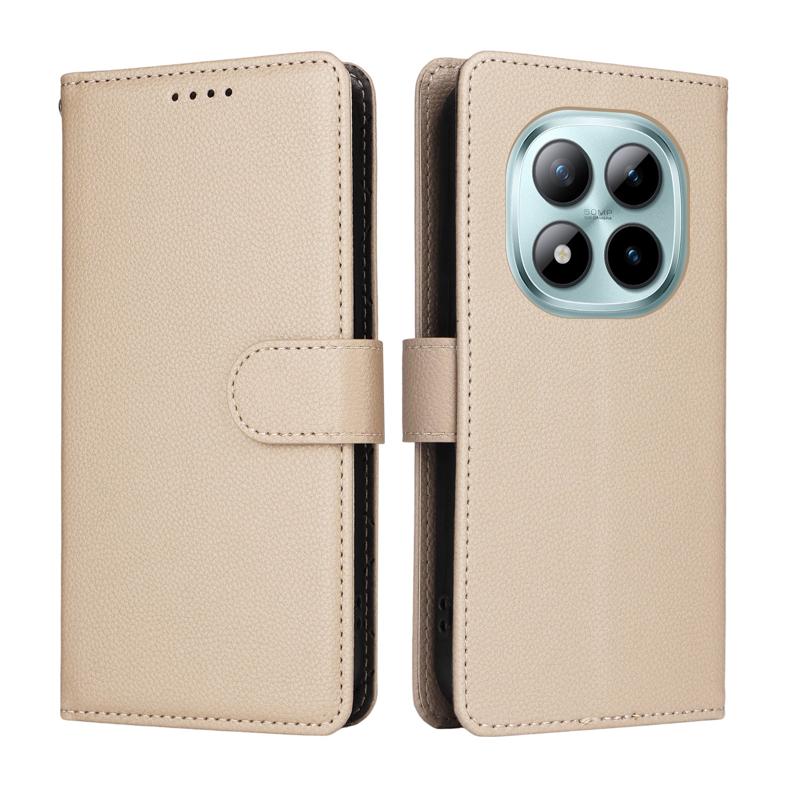 For Xiaomi Poco M8 Pro 5G / Redmi Note 15 Pro+ 5G (Global) Case RFID Blocking 3 Card Slots PU Leather Phone Cover with Wrist Strap - Creamy White