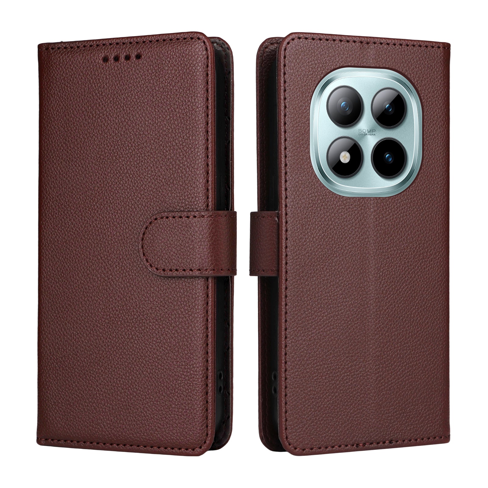 For Xiaomi Poco M8 Pro 5G / Redmi Note 15 Pro+ 5G (Global) Case RFID Blocking 3 Card Slots PU Leather Phone Cover with Wrist Strap - Brown