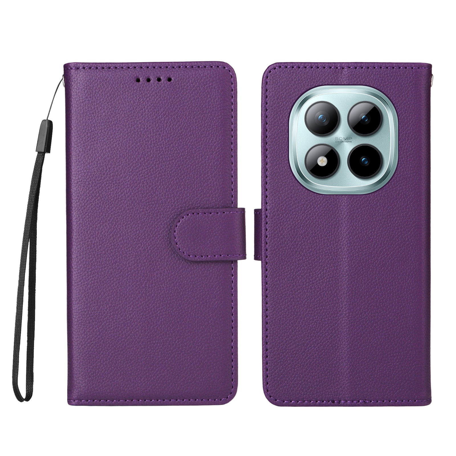 For Xiaomi Poco M8 Pro 5G / Redmi Note 15 Pro+ 5G (Global) Case RFID Blocking 3 Card Slots PU Leather Phone Cover with Wrist Strap - Purple