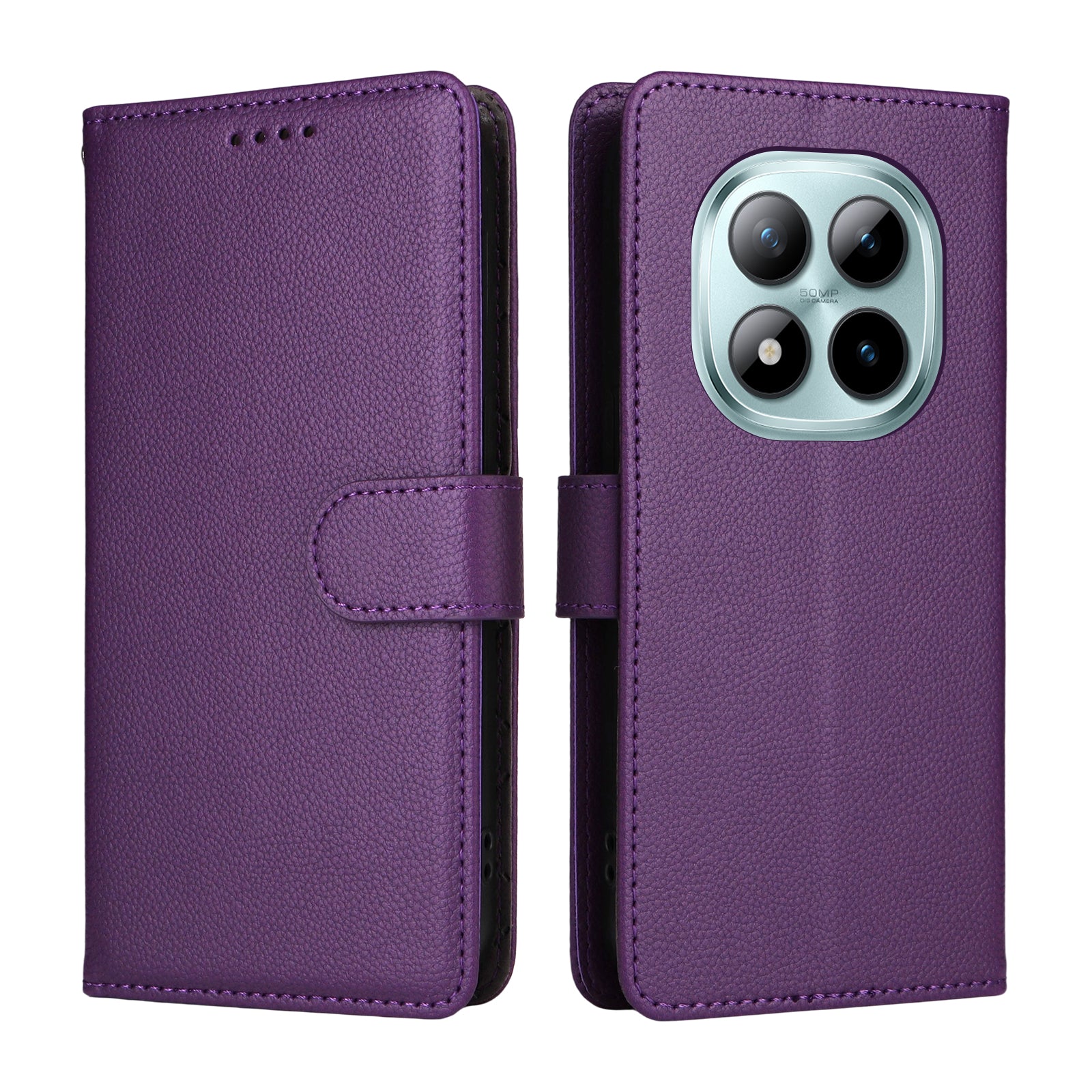 For Xiaomi Poco M8 Pro 5G / Redmi Note 15 Pro+ 5G (Global) Case RFID Blocking 3 Card Slots PU Leather Phone Cover with Wrist Strap - Purple
