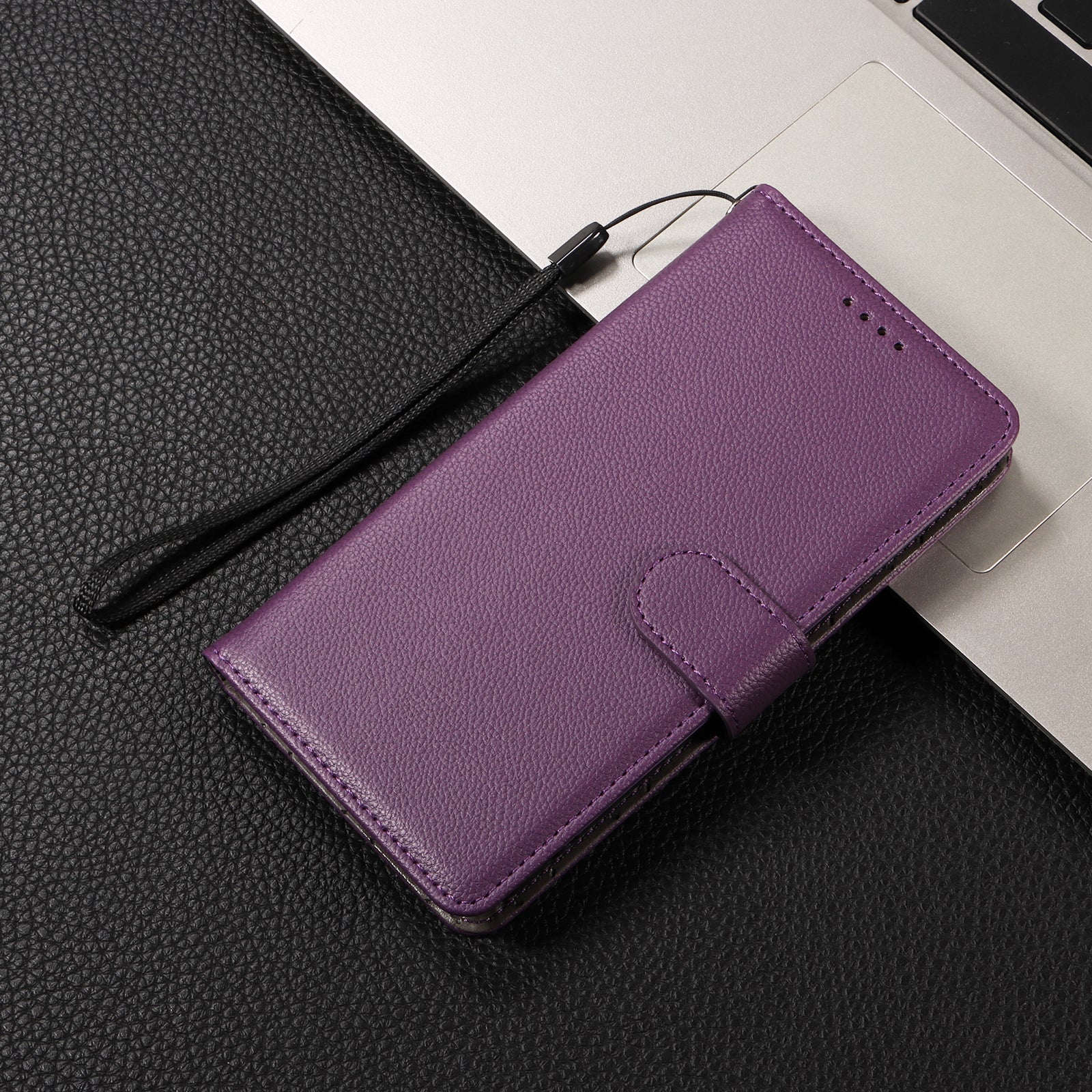 For Xiaomi Poco M8 Pro 5G / Redmi Note 15 Pro+ 5G (Global) Case RFID Blocking 3 Card Slots PU Leather Phone Cover with Wrist Strap - Purple