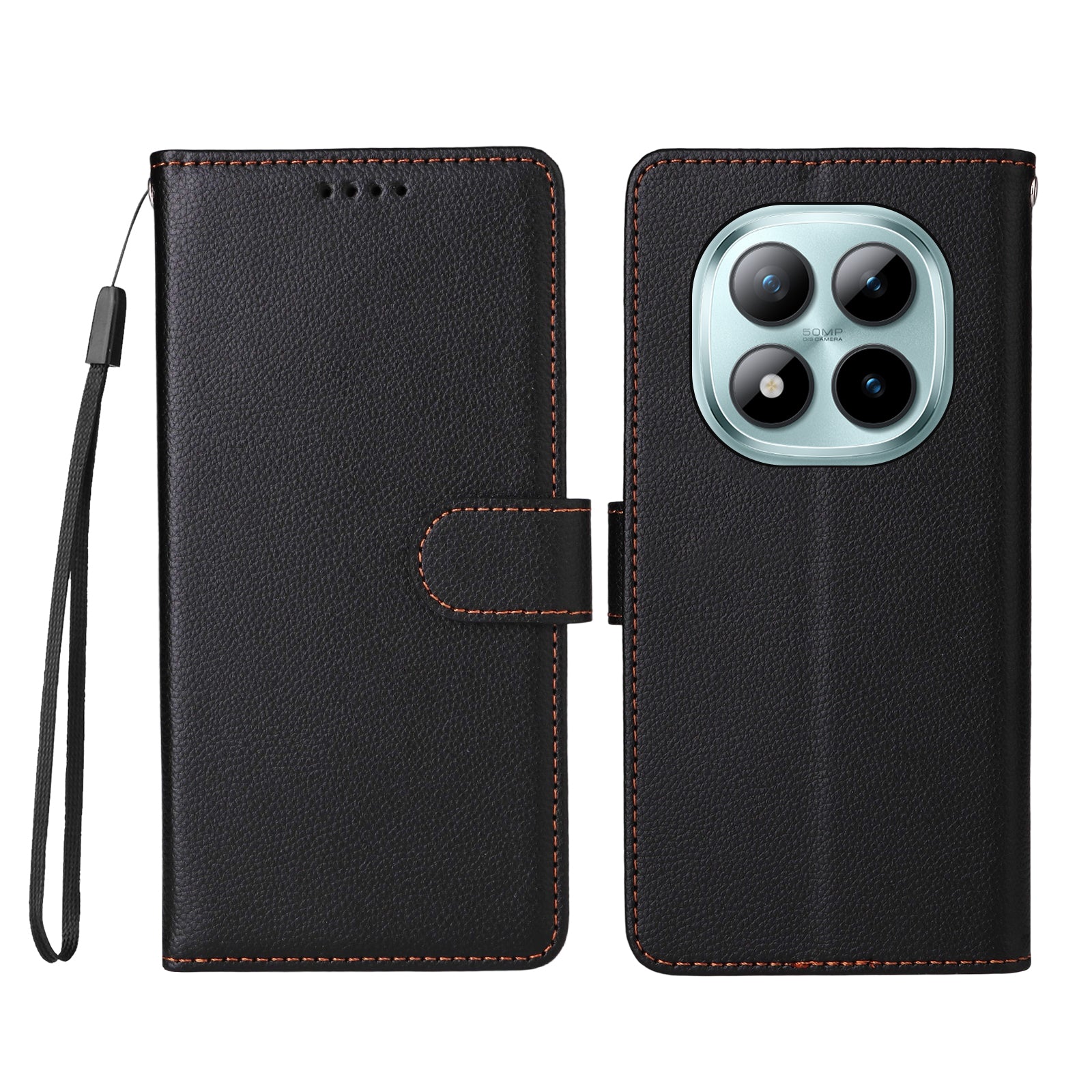 For Xiaomi Poco M8 Pro 5G / Redmi Note 15 Pro+ 5G (Global) Case RFID Blocking 3 Card Slots PU Leather Phone Cover with Wrist Strap - Black