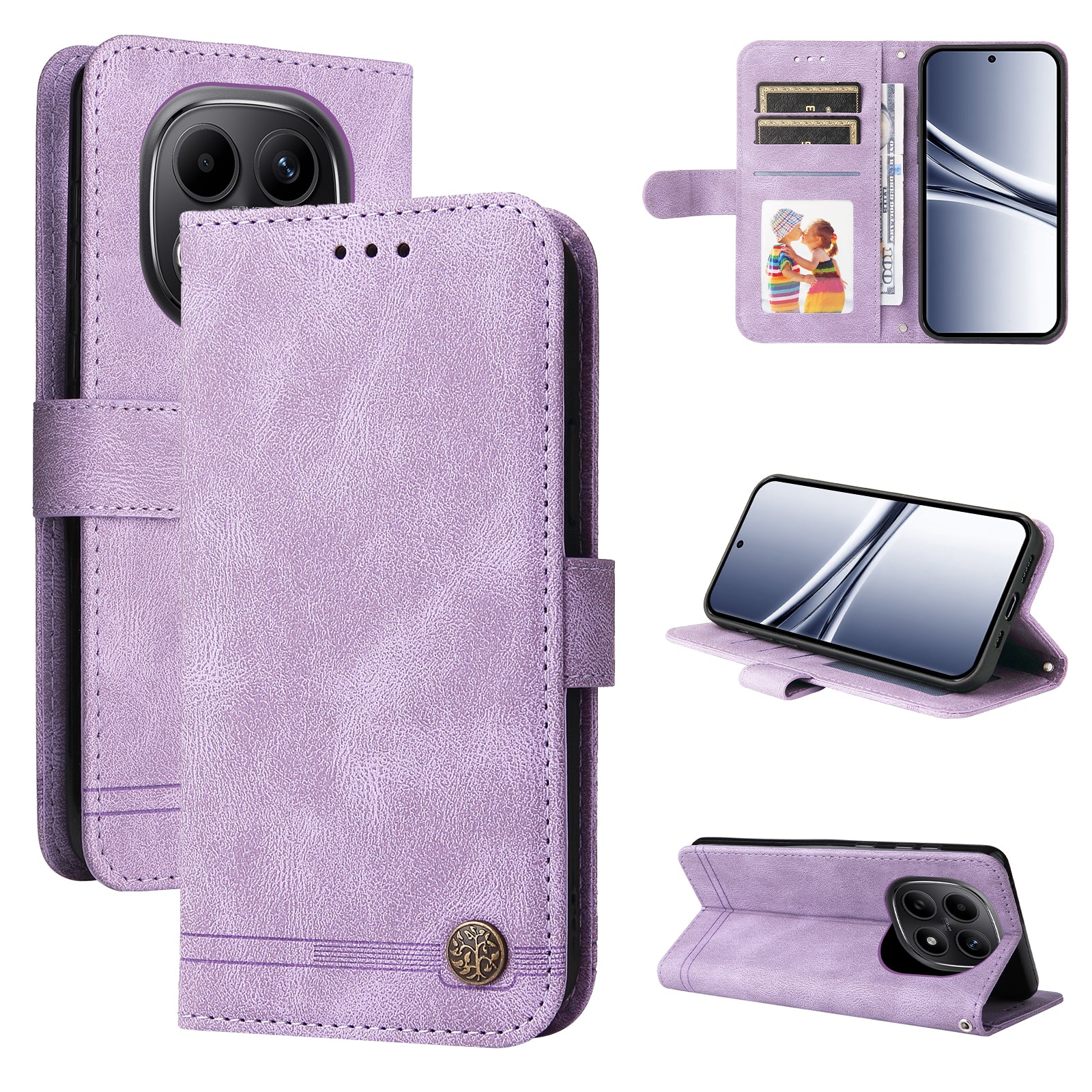 For Xiaomi Poco M8 5G / Redmi Note 15 5G (Global) Leather Wallet Cases Skin Touch Phone Cover Stand with Strap - Purple
