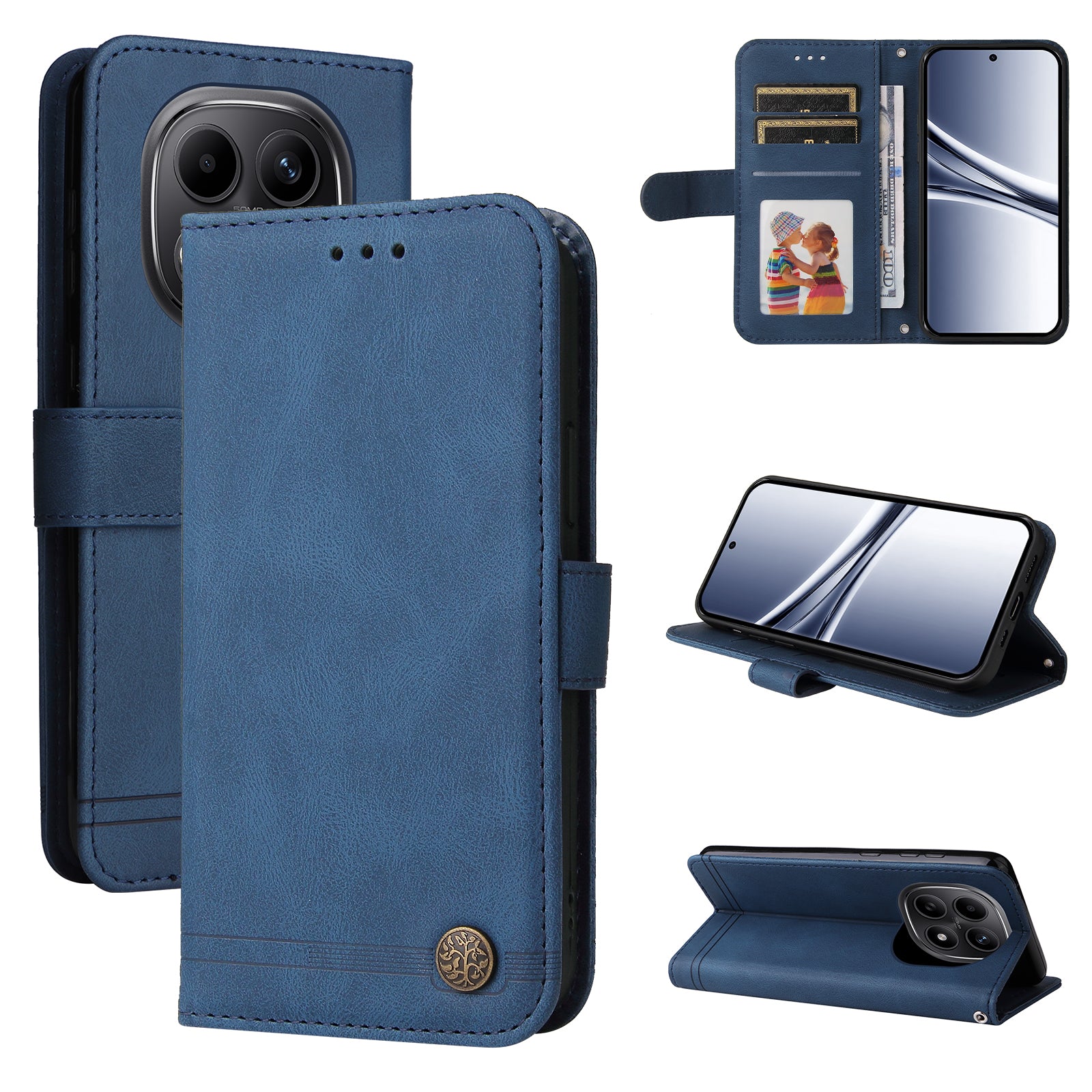 For Xiaomi Poco M8 5G / Redmi Note 15 5G (Global) Leather Wallet Cases Skin Touch Phone Cover Stand with Strap - Blue