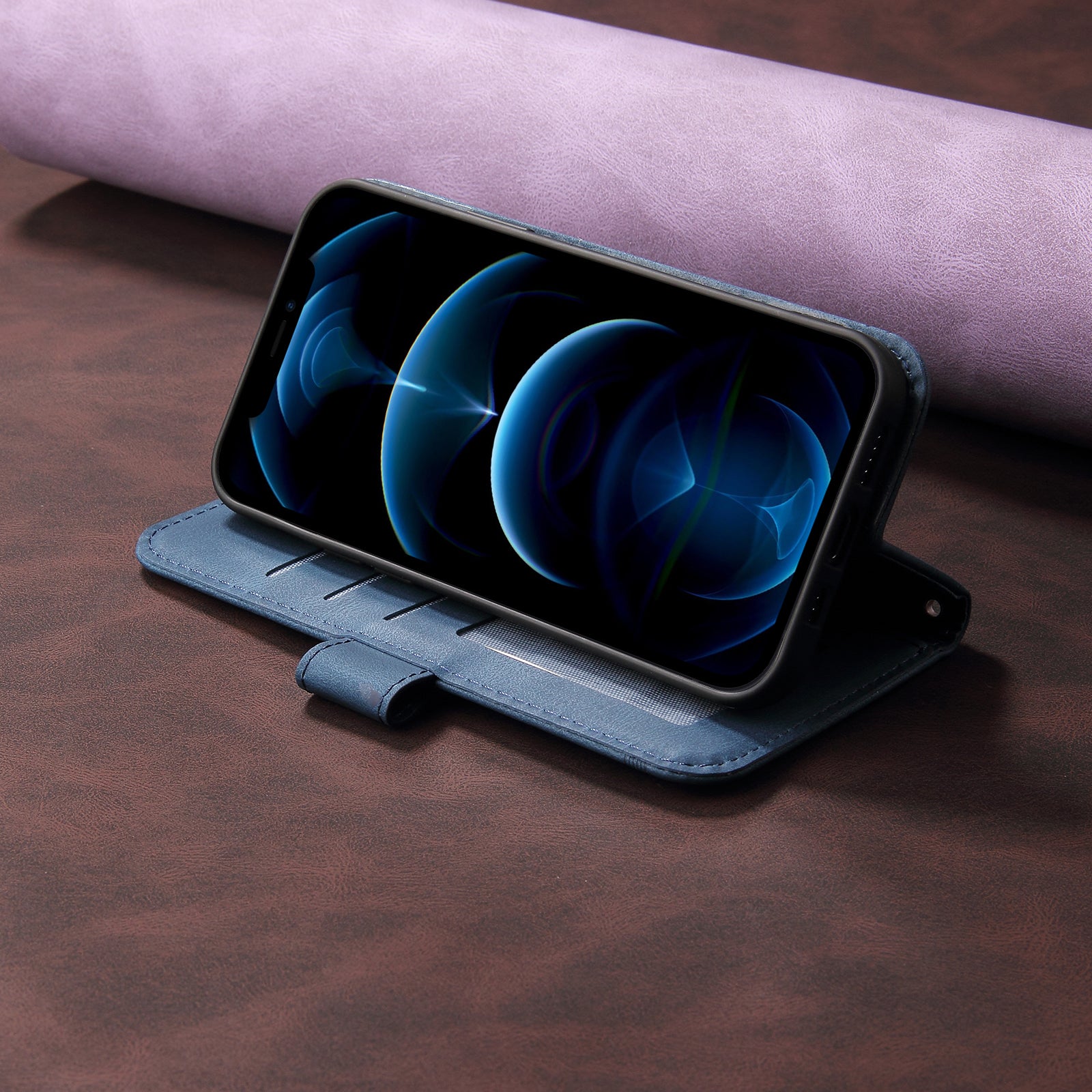 For Xiaomi Poco M8 5G / Redmi Note 15 5G (Global) Leather Wallet Cases Skin Touch Phone Cover Stand with Strap - Blue
