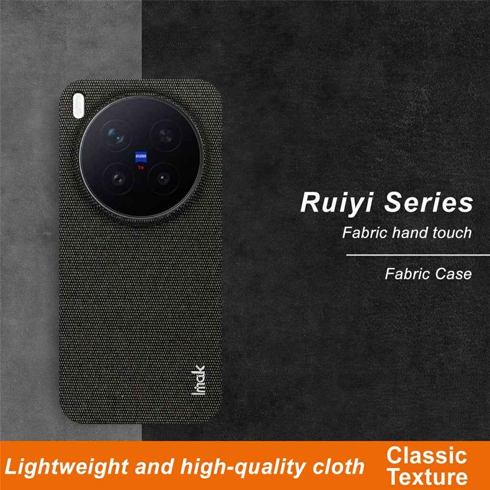 IMAK Ruiyi Series for vivo X300 Pro 5G Case Fabric Texture Leather + PC Phone Back Cover - Black