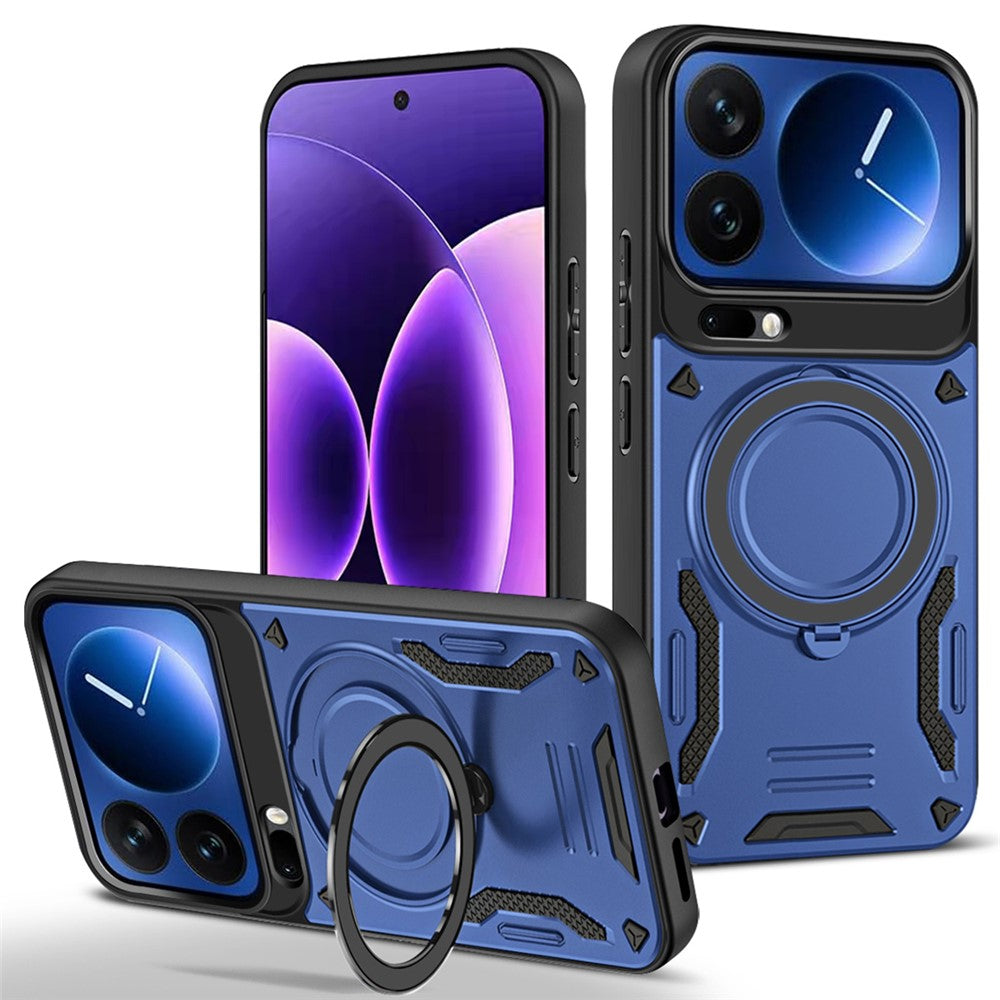 For Xiaomi 17 Pro Max Magnetic Case Shockproof TPU + PC Phone Back Cover with Kickstand - Blue