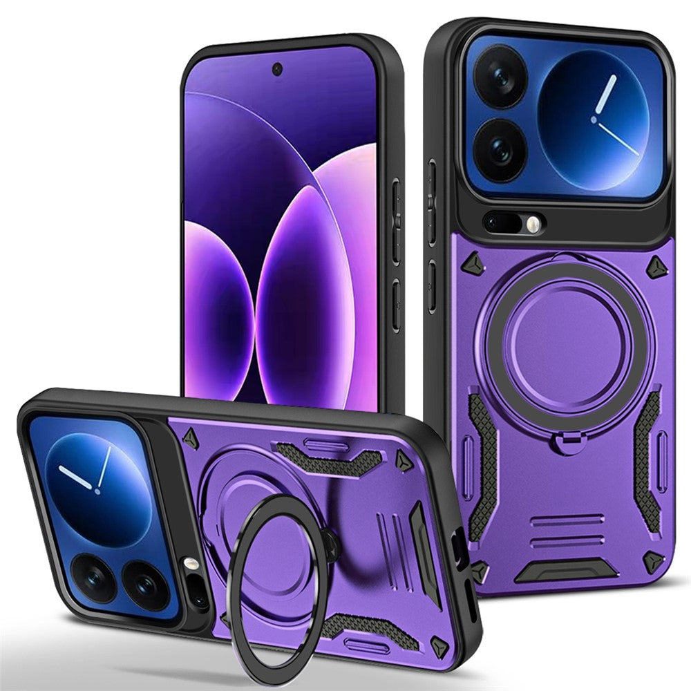 For Xiaomi 17 Pro Max Magnetic Case Shockproof TPU + PC Phone Back Cover with Kickstand - Purple