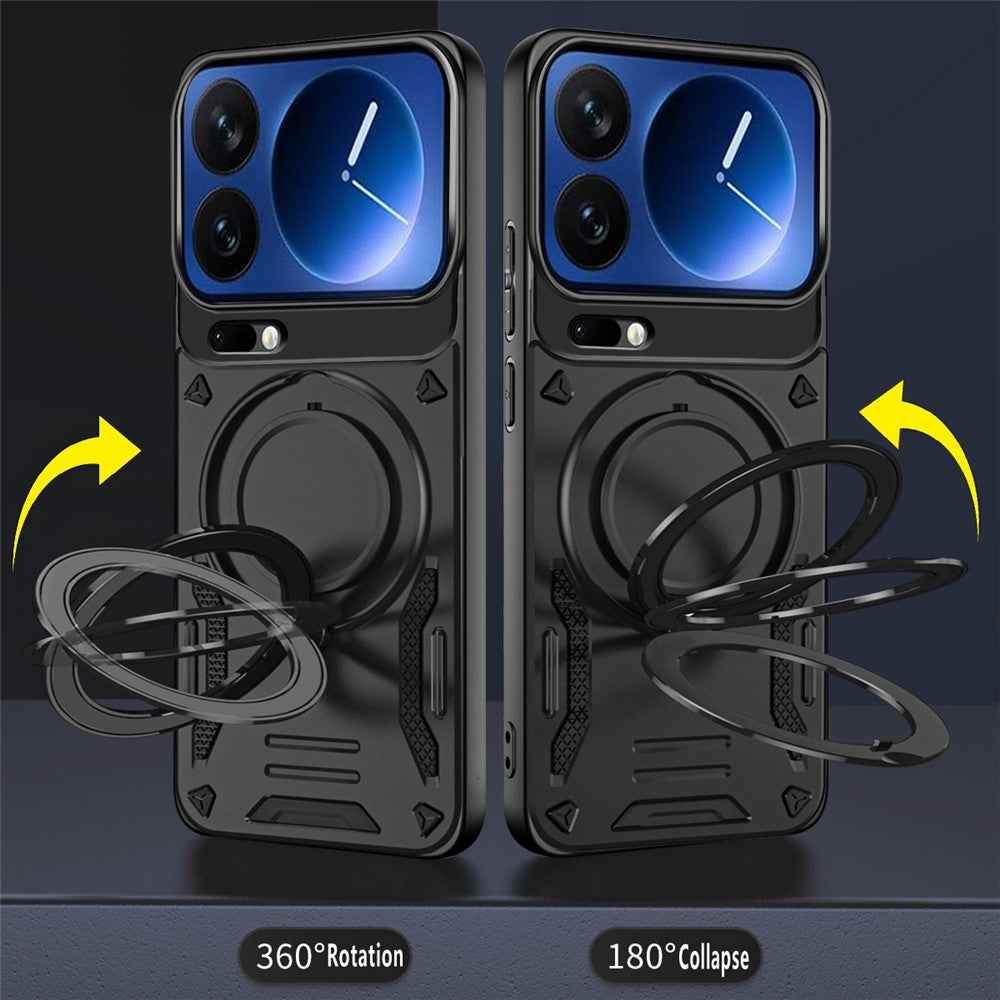 For Xiaomi 17 Pro Magnetic Case Shockproof TPU + PC Phone Back Cover with Kickstand - Black