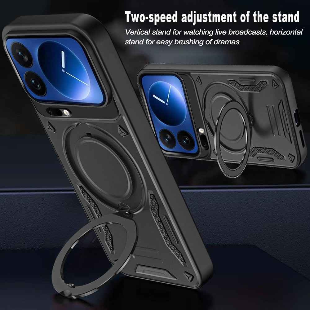 For Xiaomi 17 Pro Magnetic Case Shockproof TPU + PC Phone Back Cover with Kickstand - Black
