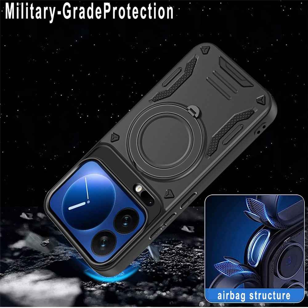 For Xiaomi 17 Pro Magnetic Case Shockproof TPU + PC Phone Back Cover with Kickstand - Black