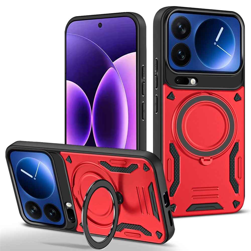 For Xiaomi 17 Pro Magnetic Case Shockproof TPU + PC Phone Back Cover with Kickstand - Red