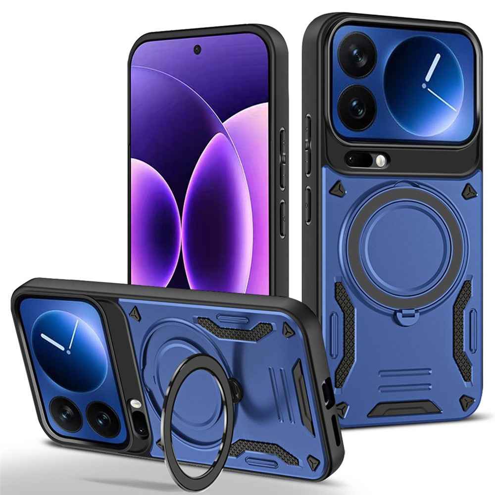 For Xiaomi 17 Pro Magnetic Case Shockproof TPU + PC Phone Back Cover with Kickstand - Blue