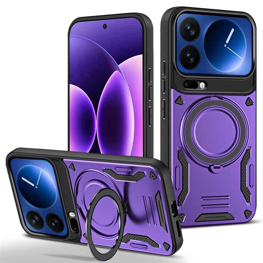 For Xiaomi 17 Pro Magnetic Case Shockproof TPU + PC Phone Back Cover with Kickstand - Purple