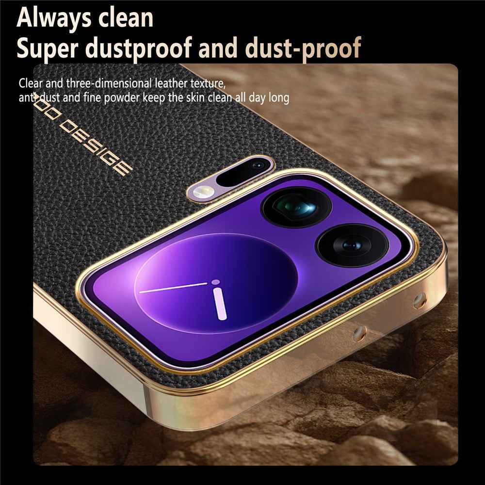 For Xiaomi 17 Pro Case Anti Scratch Litchi Texture TPU Leather PU Phone Back Cover - Black