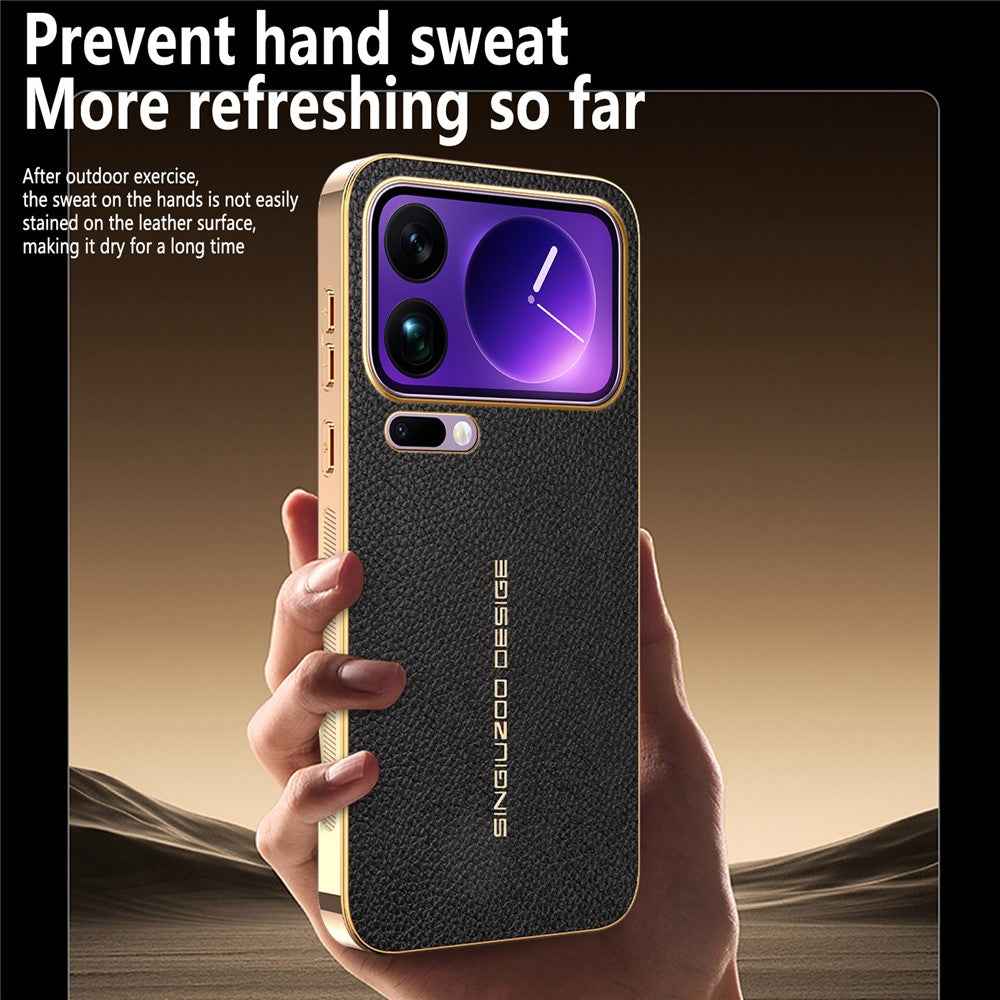 For Xiaomi 17 Pro Case Anti Scratch Litchi Texture TPU Leather PU Phone Back Cover - Black