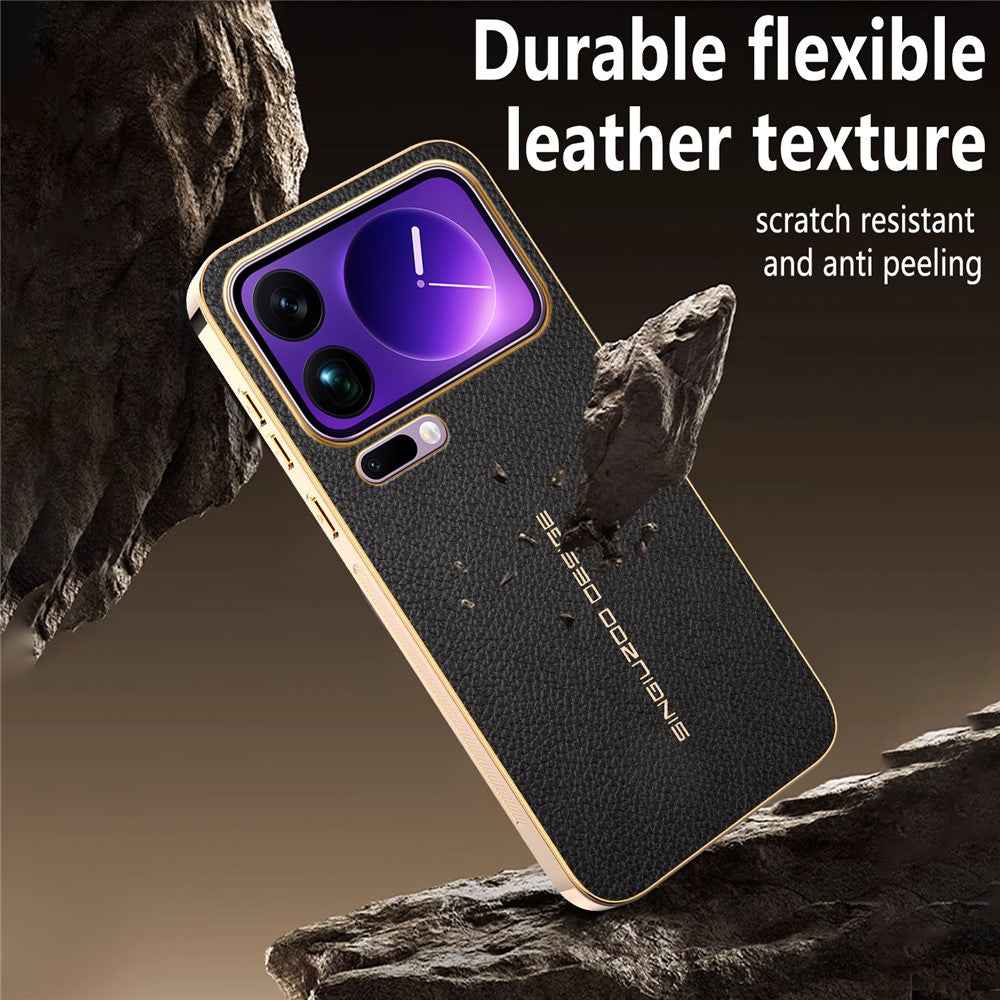 For Xiaomi 17 Pro Case Anti Scratch Litchi Texture TPU Leather PU Phone Back Cover - Black