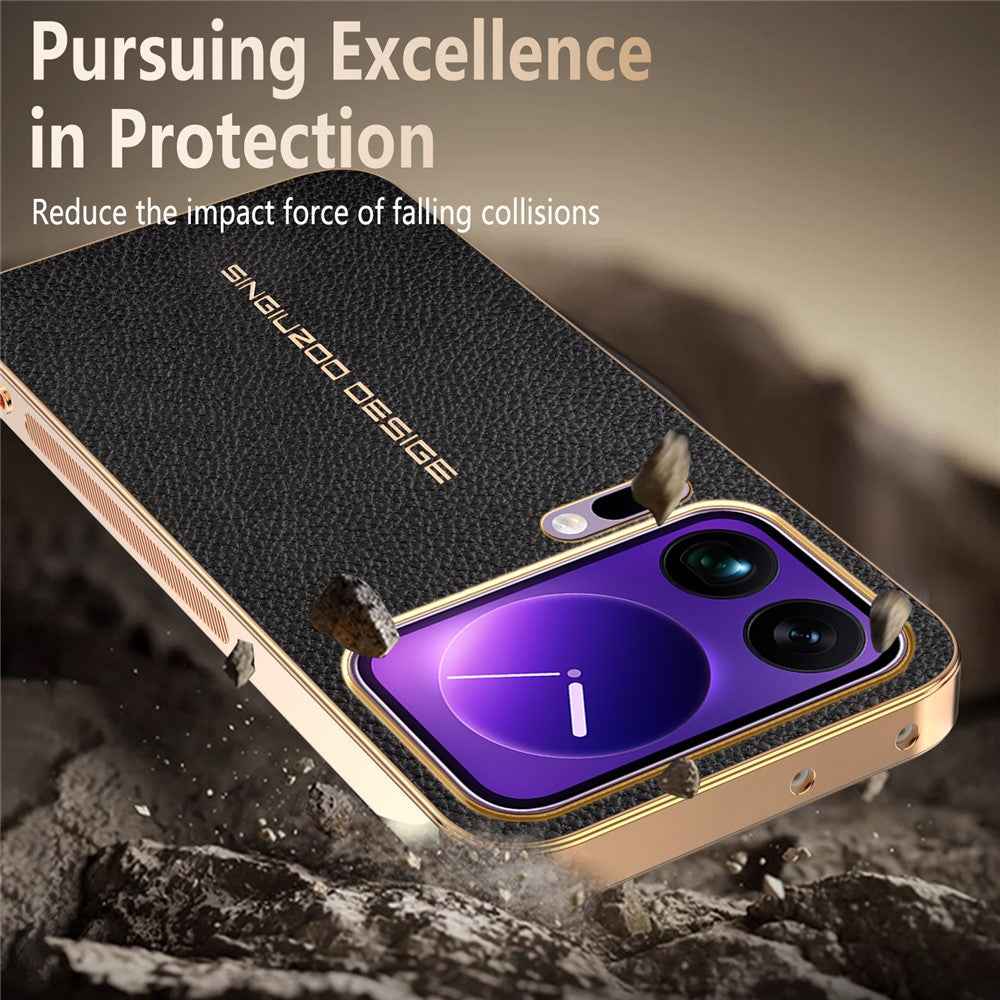 For Xiaomi 17 Pro Case Anti Scratch Litchi Texture TPU Leather PU Phone Back Cover - Black