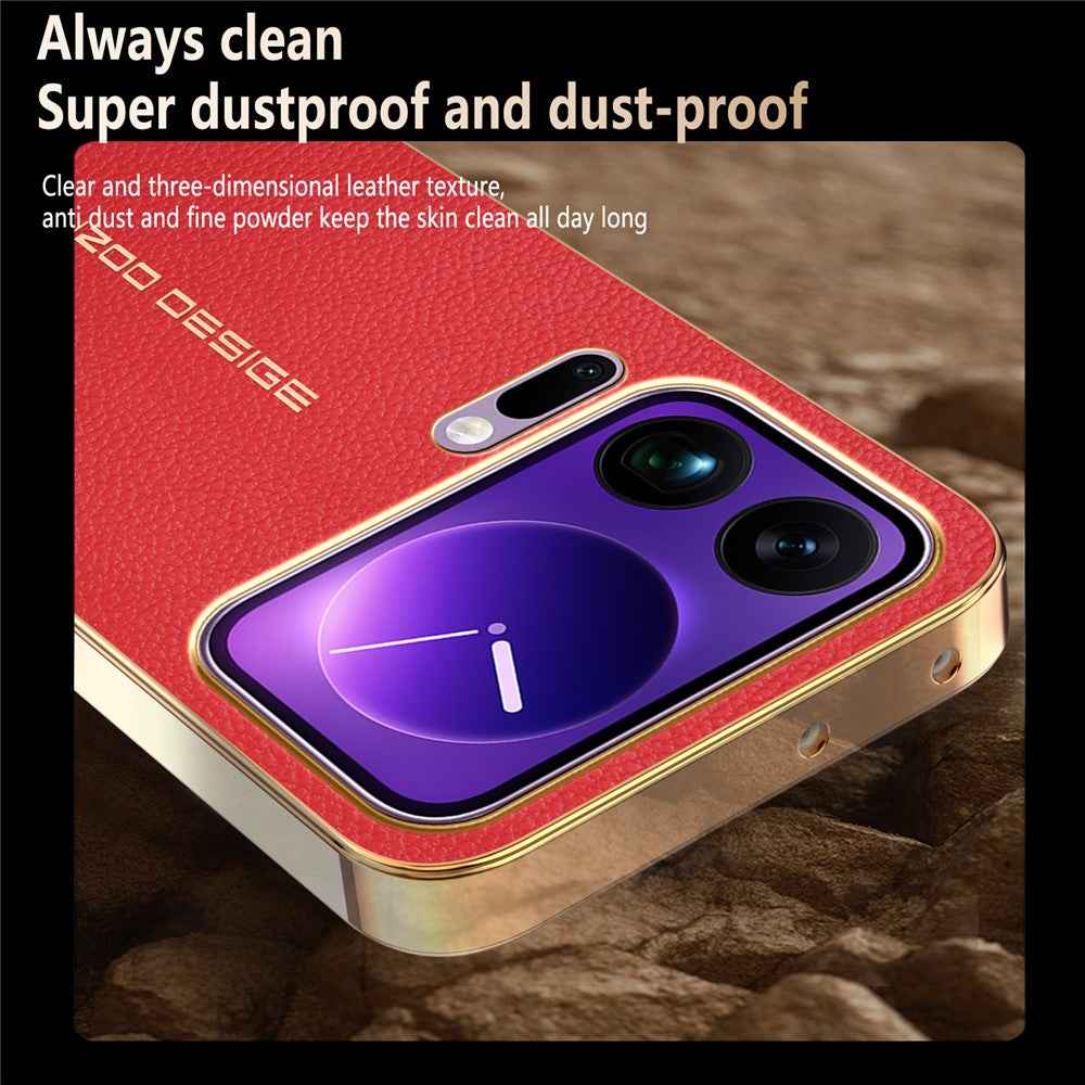 For Xiaomi 17 Pro Case Anti Scratch Litchi Texture TPU Leather PU Phone Back Cover - Red